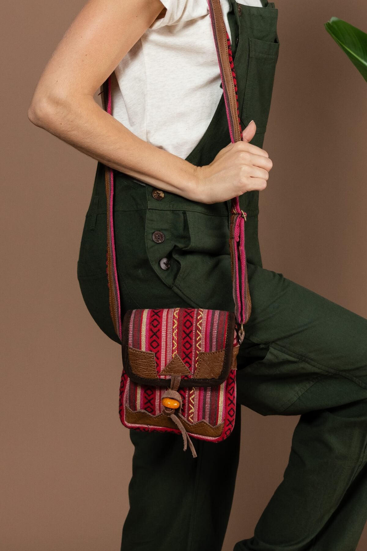 Surya Australia Buffalo Leather & Cotton Bag from Nepal - Lilia