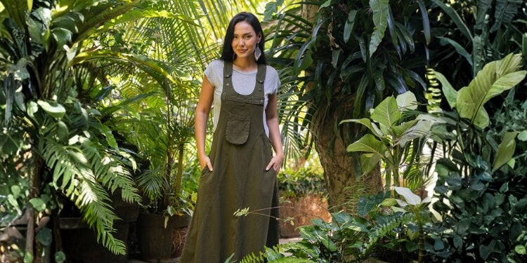 Dungaree Dress: low impact dyes