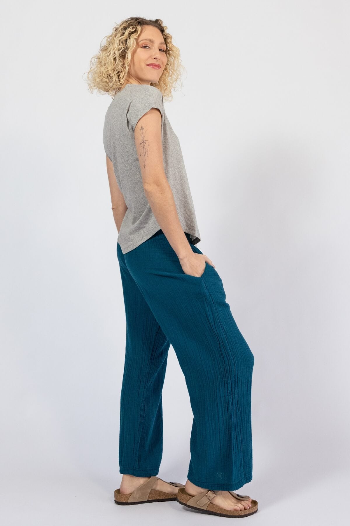 Everyday Muslin Cotton Pants for Women - right side view