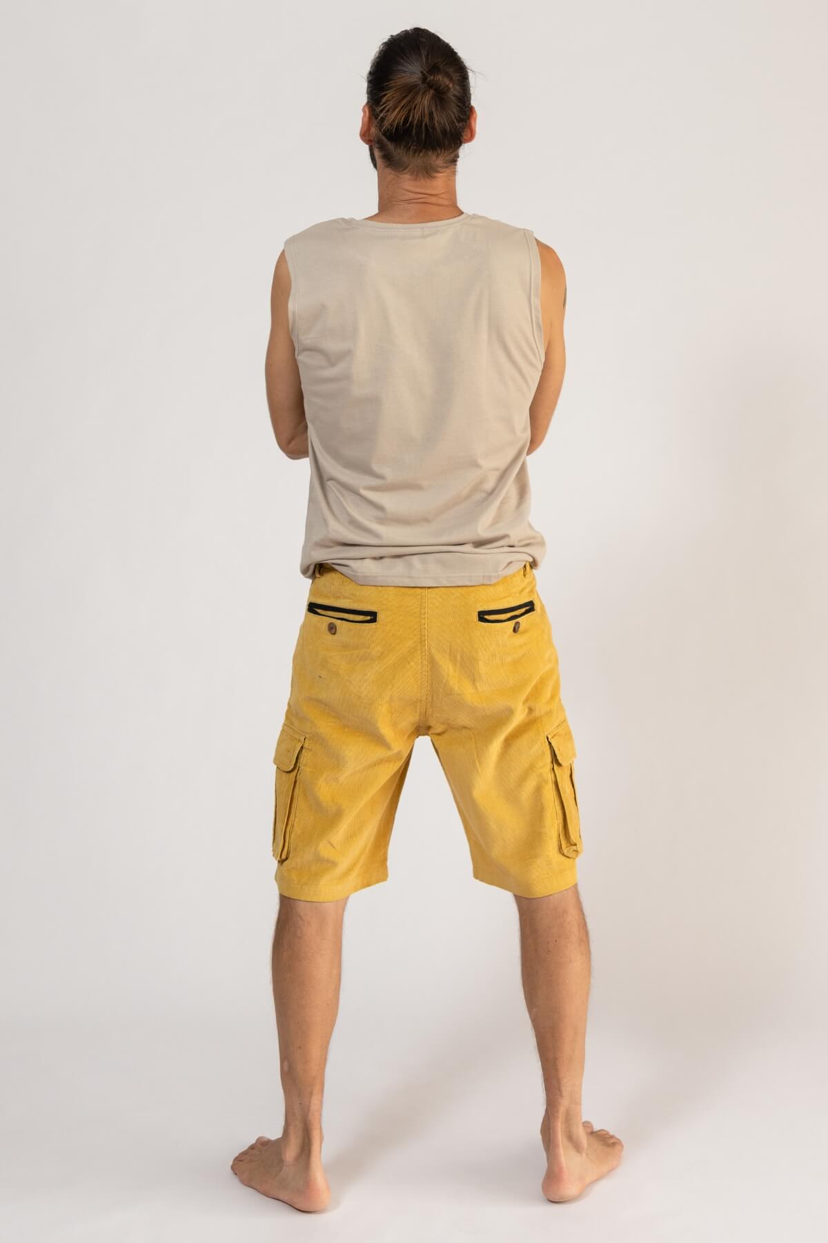 Ethical Cotton Corduroy Shorts for Men - rear view