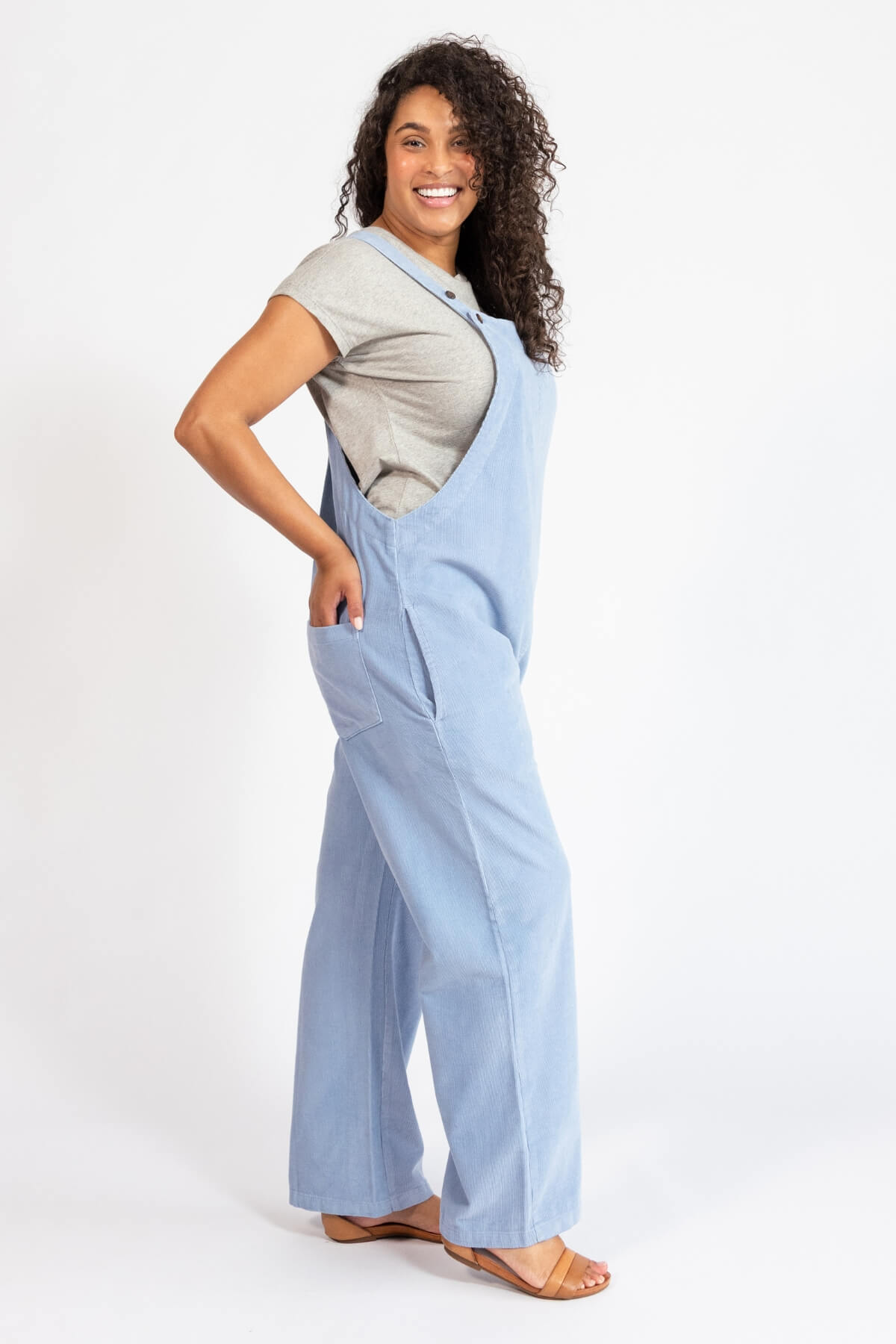Cotton corduroy overalls for women - right side view
