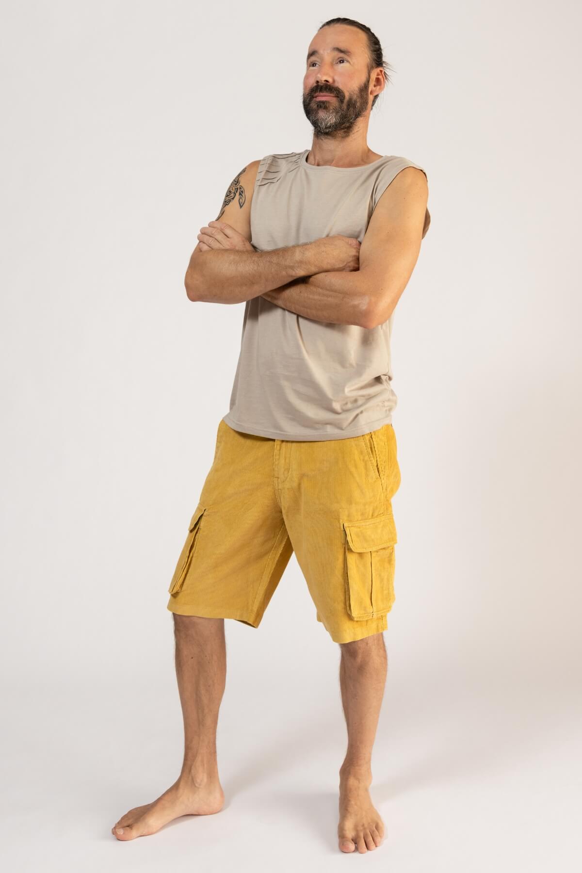 Ethical Cotton Corduroy Shorts for Men - left side view