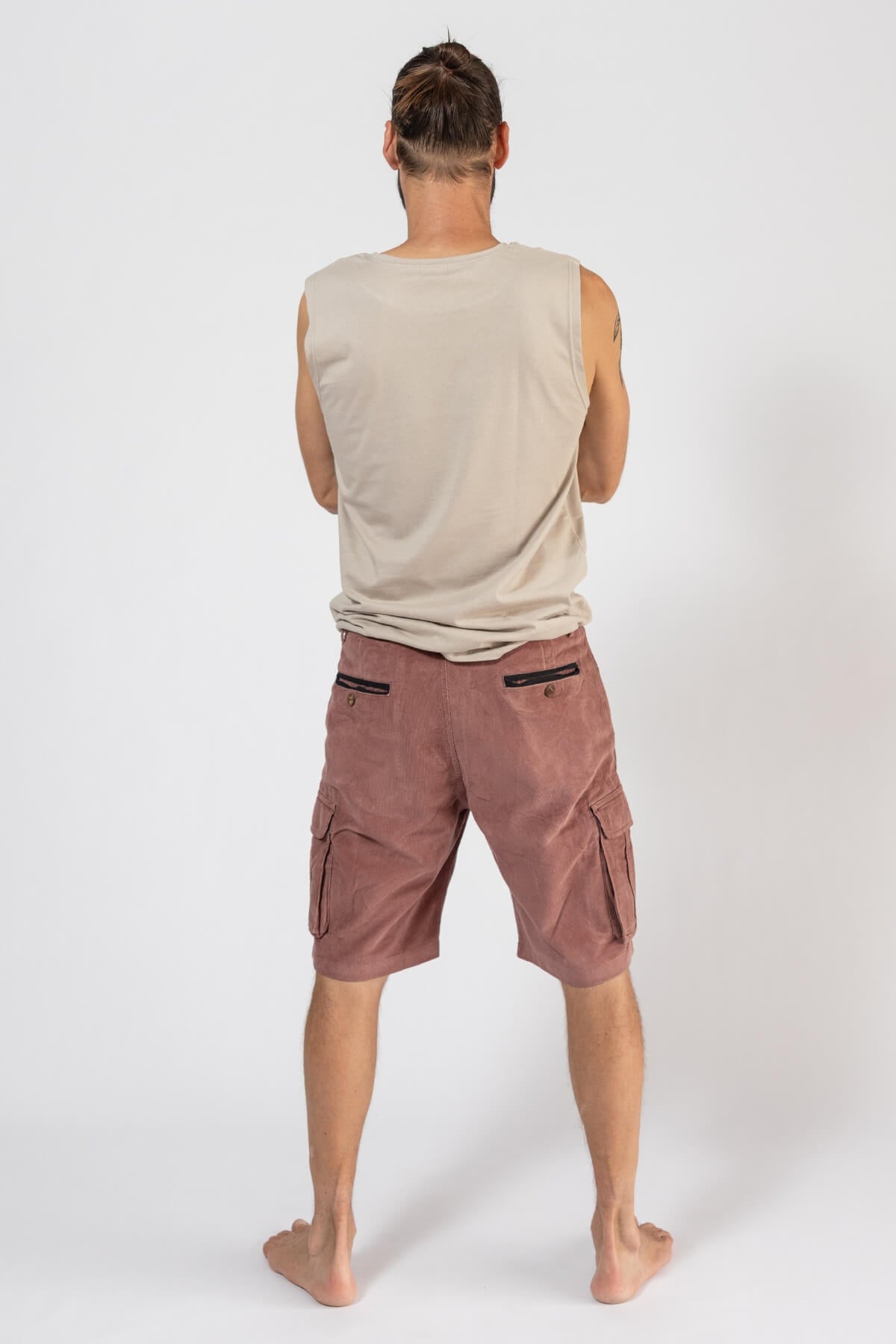 Corduroy Cargo Shorts for Men - rear view