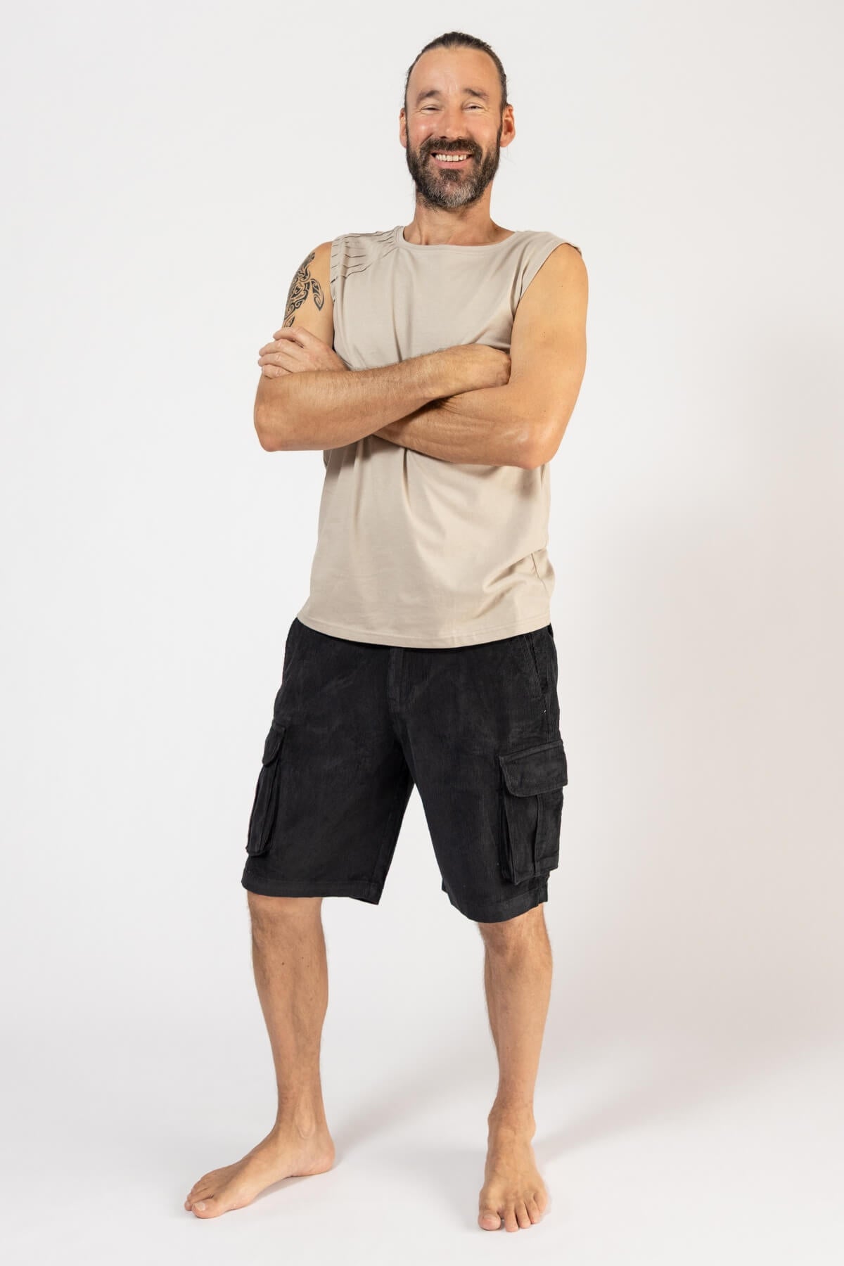 Cotton Corduroy Shorts for Men - with hip and leg pockets
