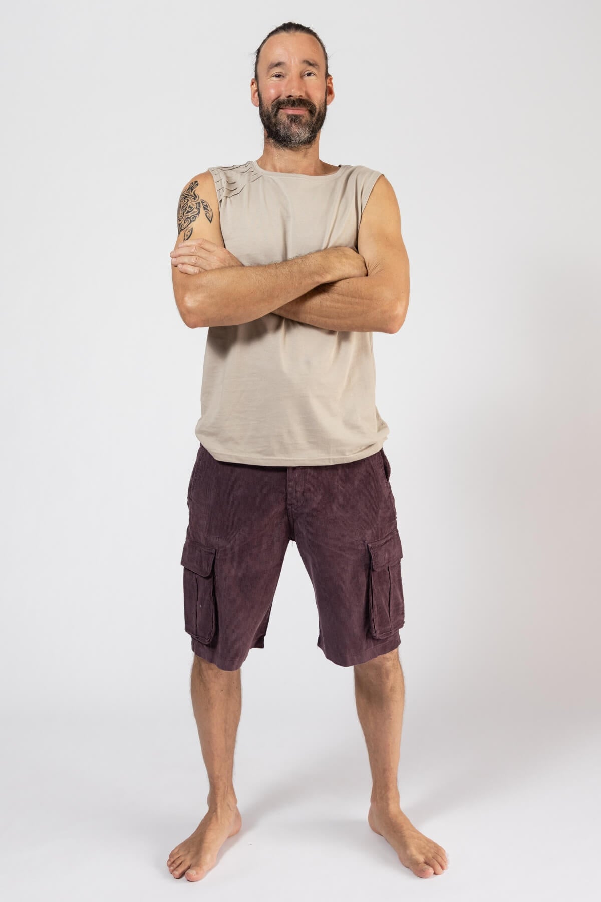 Ethical Corduroy Shorts for Men - Wine colour