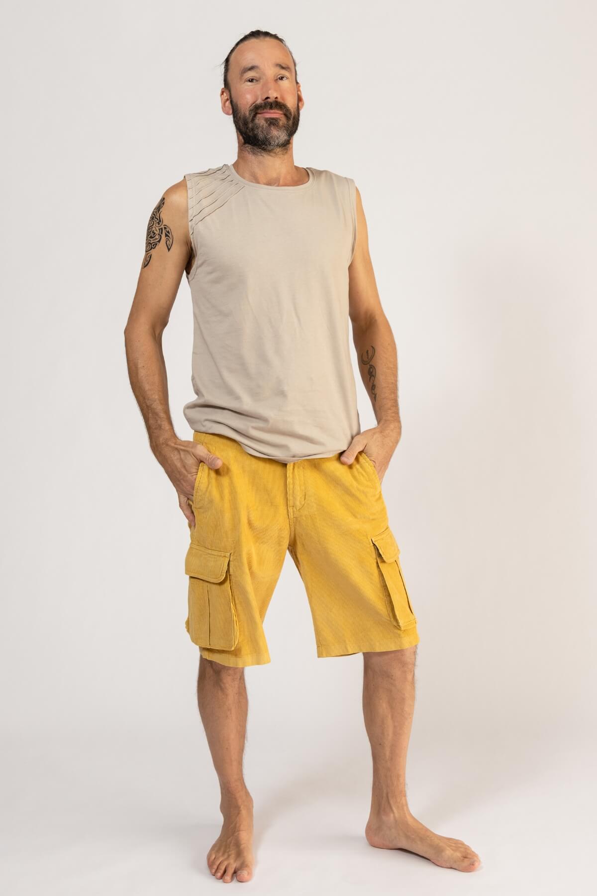 Ethical Cotton Corduroy Shorts for Men - right side view