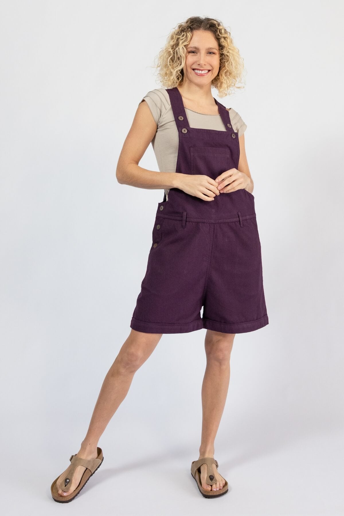 Cotton Overall Shorts for Women – wine