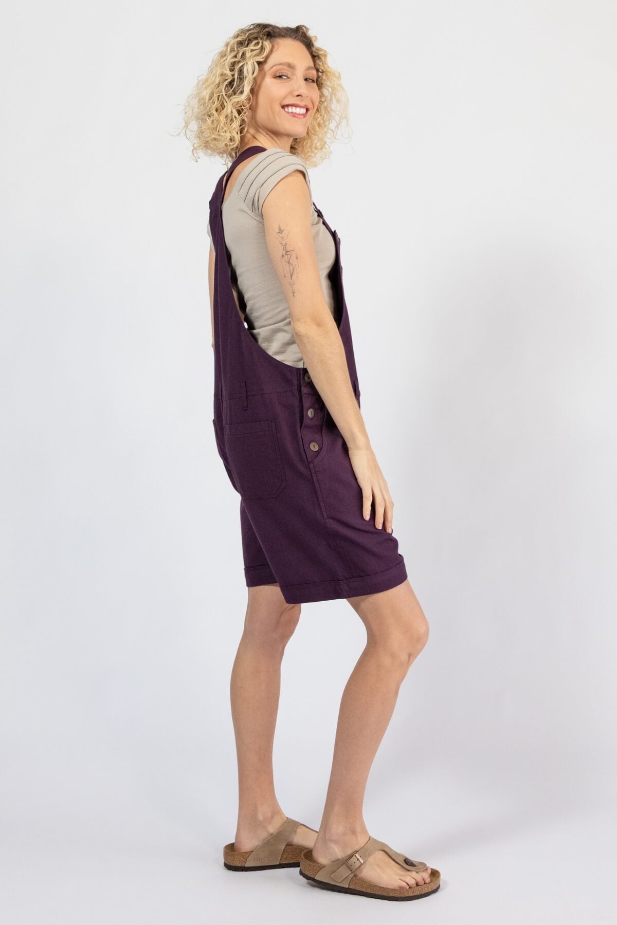 Cotton Overall Shorts for Women – right side view