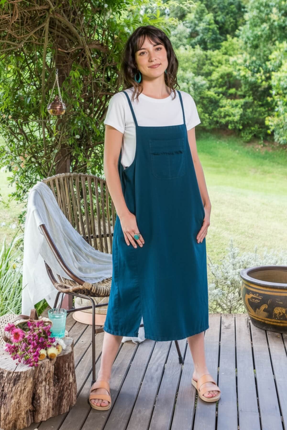 Surya Ethical Cotton Pinafore from Nepal - on location in Huskisson