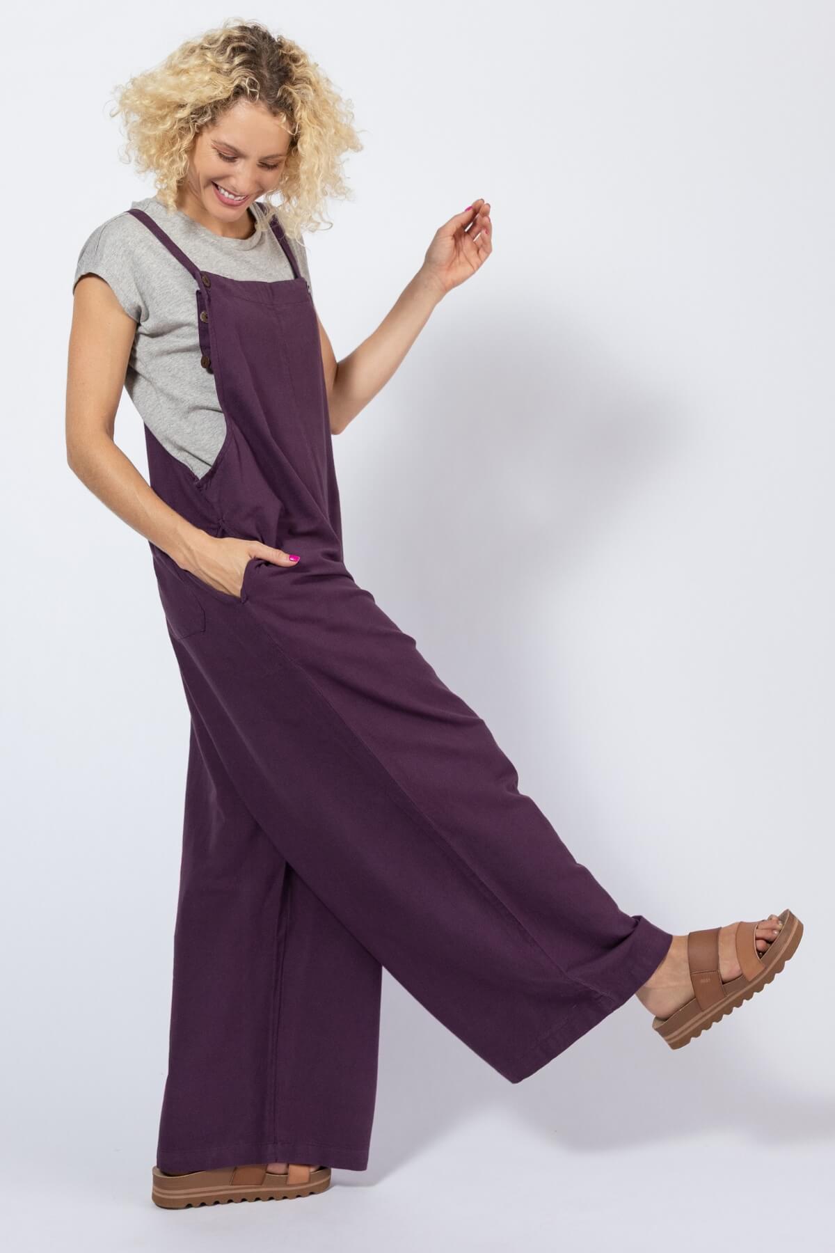 Surya Cotton Full Length Overalls for Women - wide leg style overalls