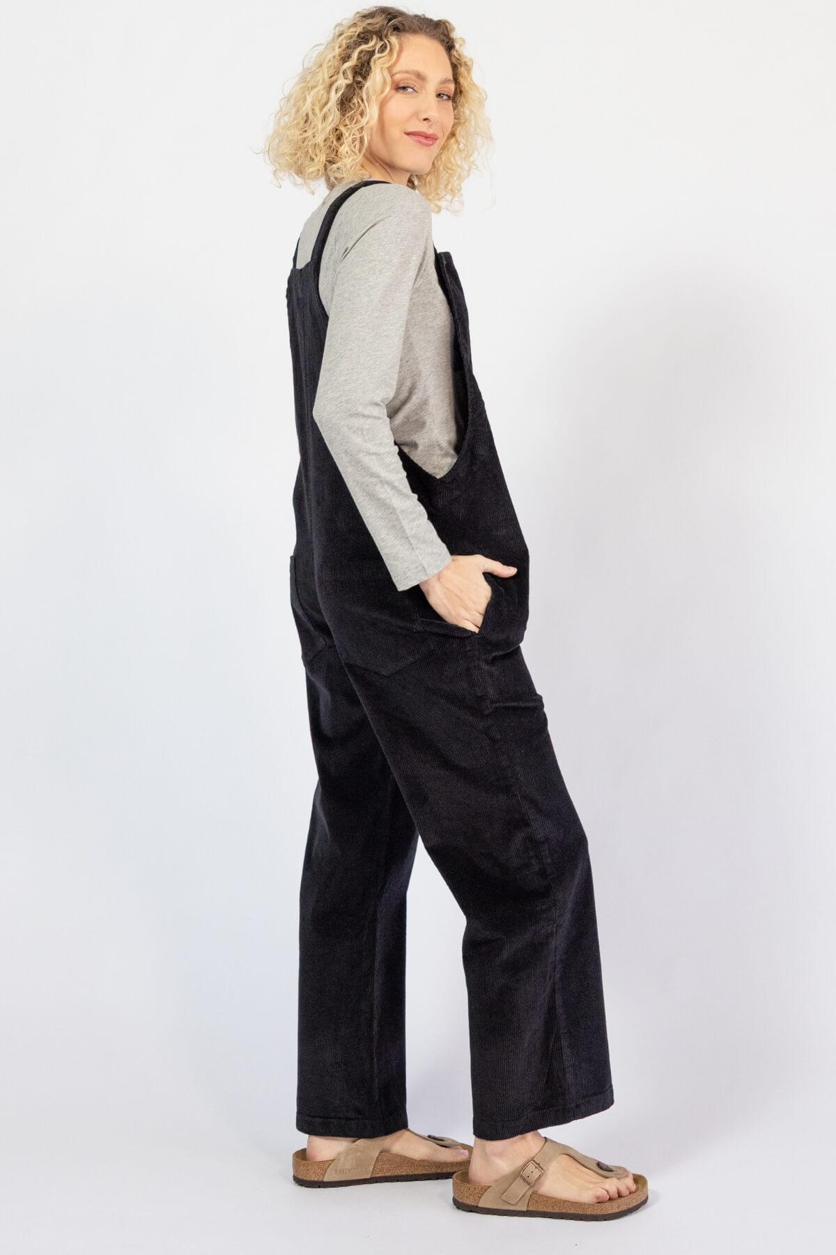 Cotton corduroy overalls for women - right side view
