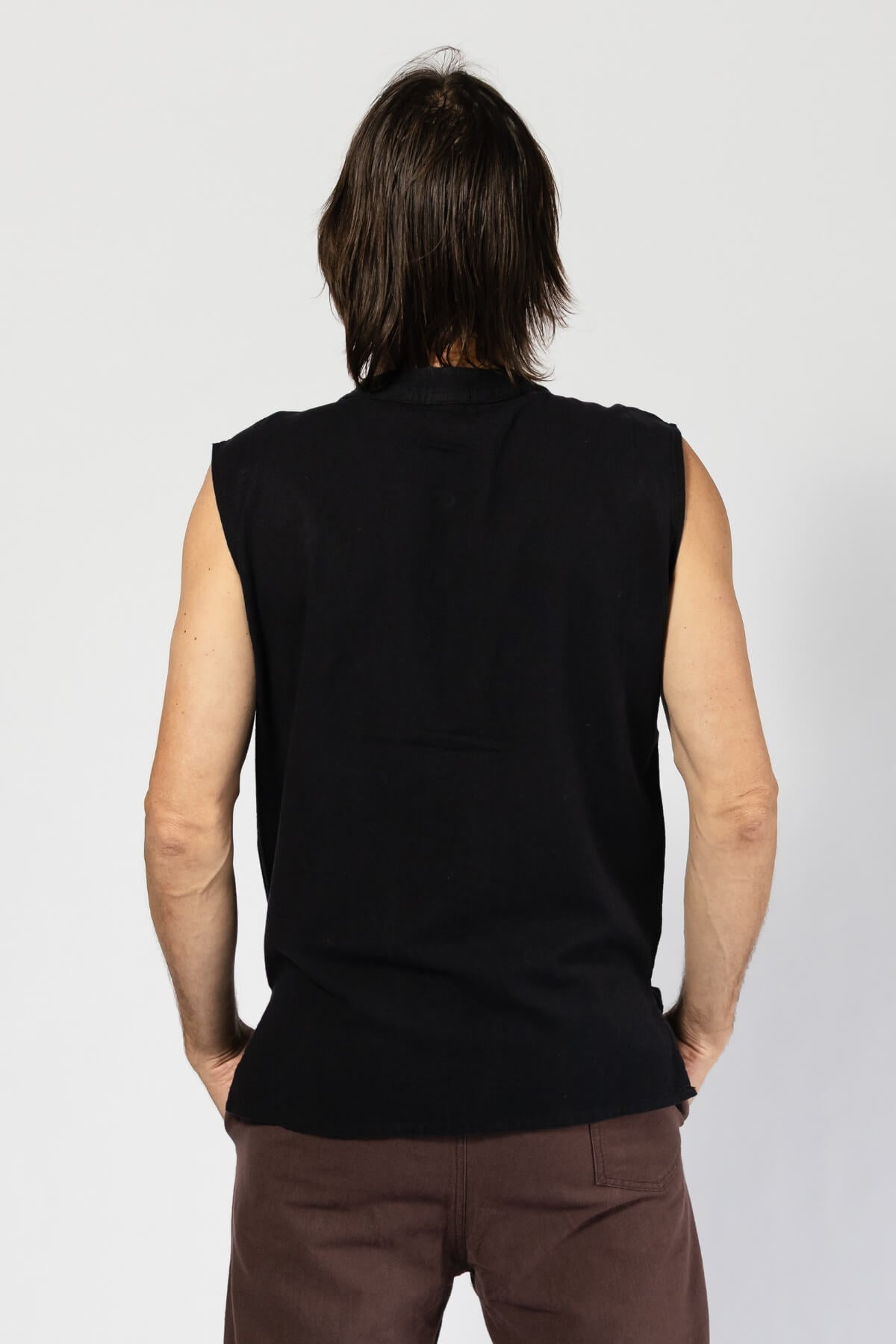 Cotton Sleeveless Tops for Men - rear view