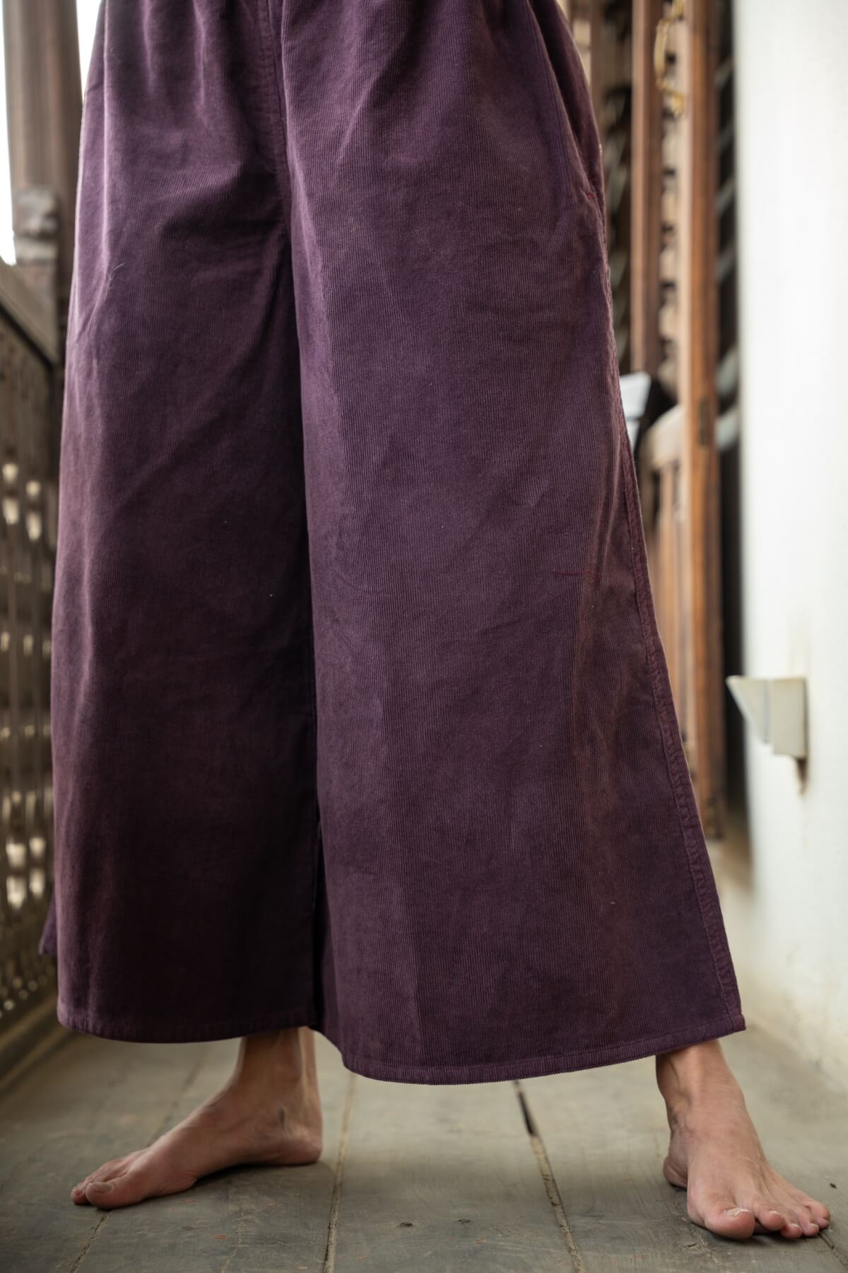 Cotton Corduroy Wide Leg Pants for Women - palazzo style pants