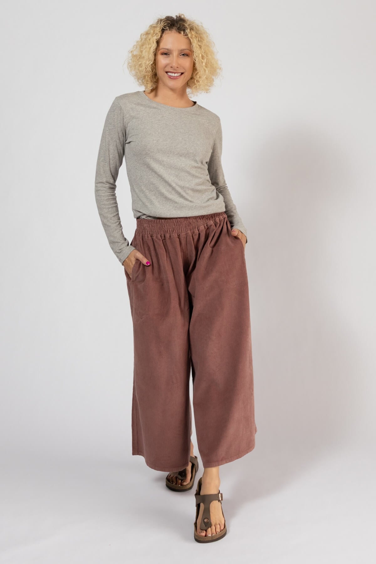 Surya Ethical Corduroy Pants for Women - comfortable elastic waistband