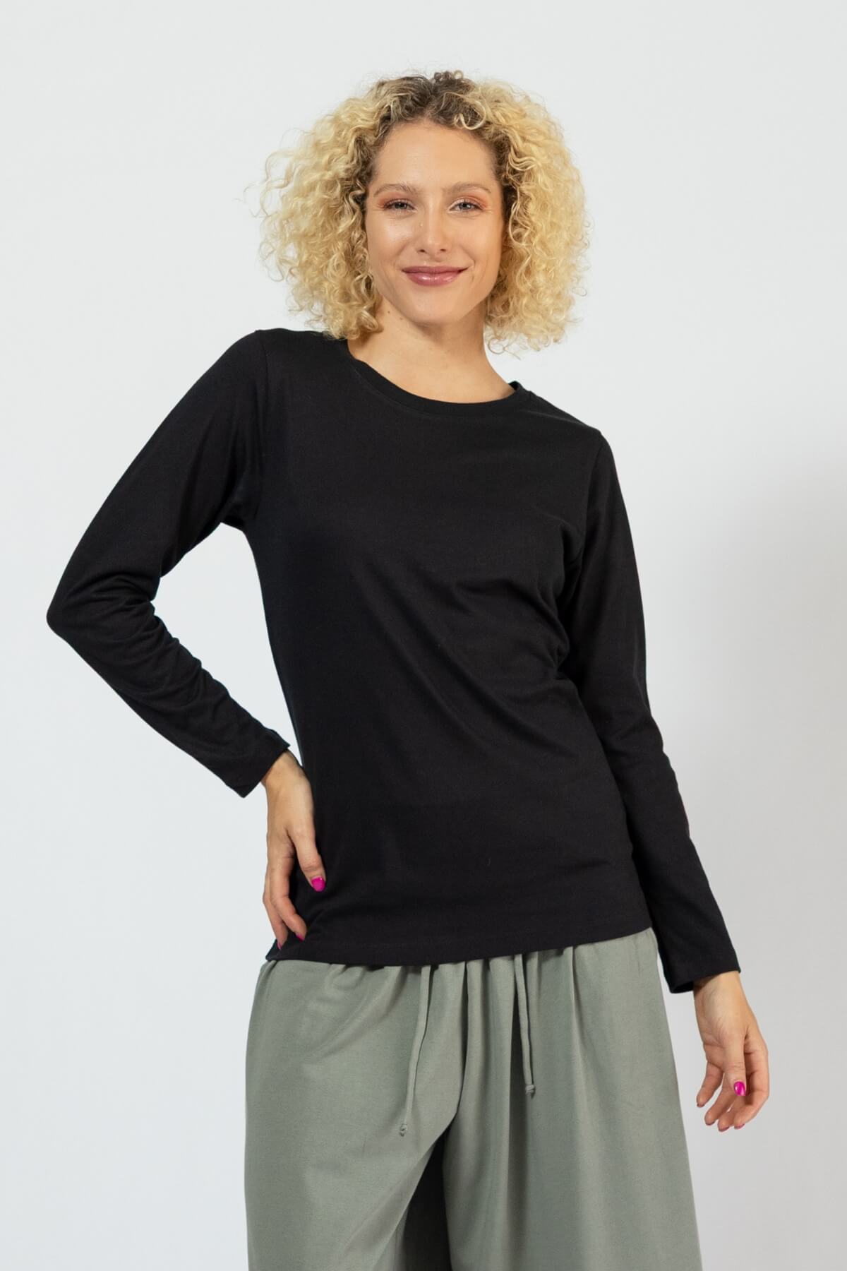 Surya organic cotton long sleeve tops for women - Black