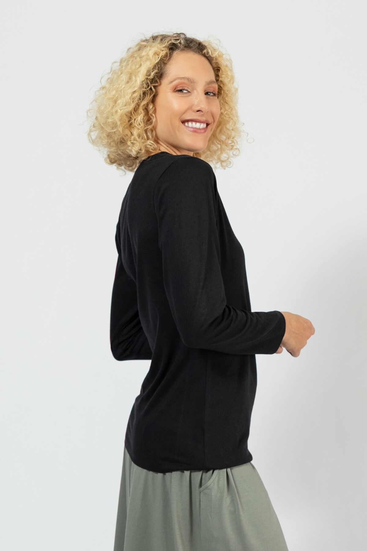 Surya organic cotton long sleeve tops for women - right side view