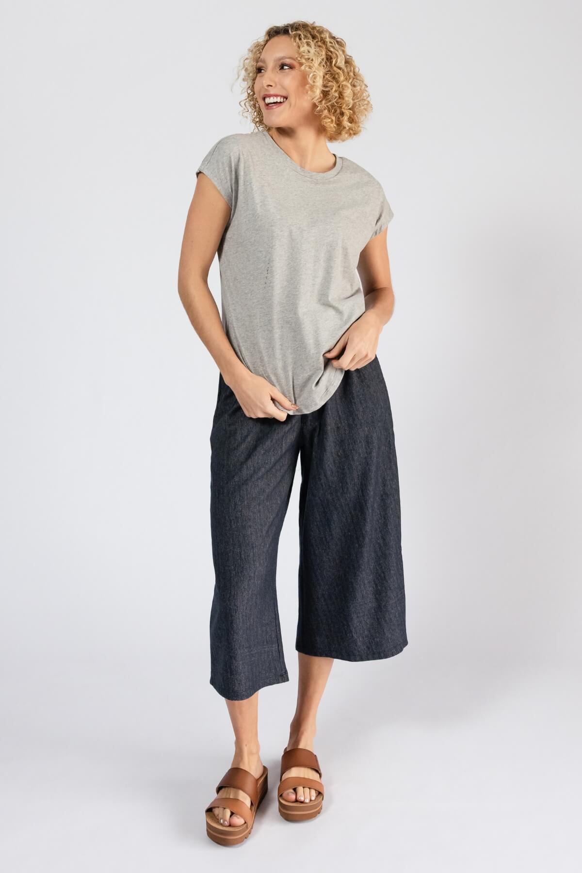 Surya Organic Denim Capri Pants - capri length pants