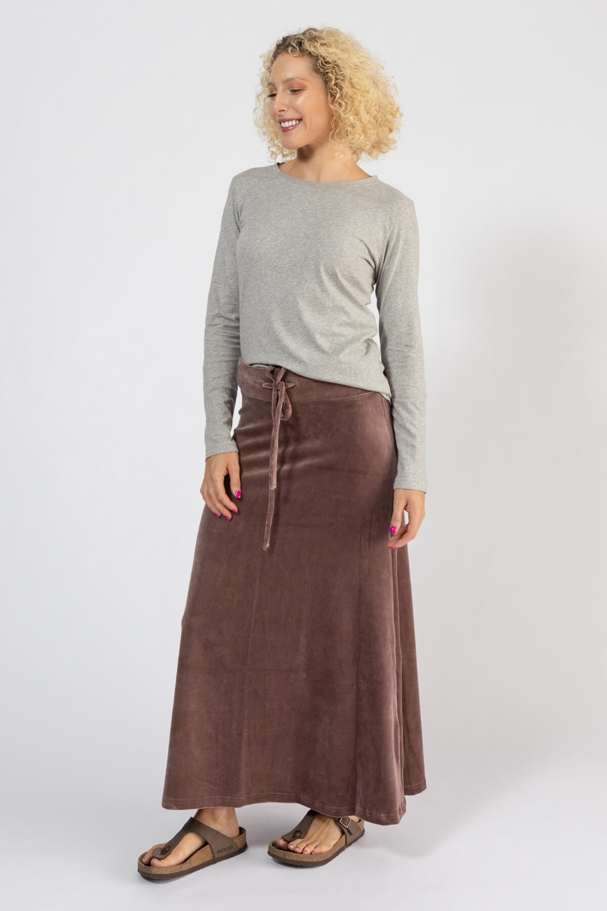 Surya Organic Velvet Maxi Skirt - flattering full length skirt