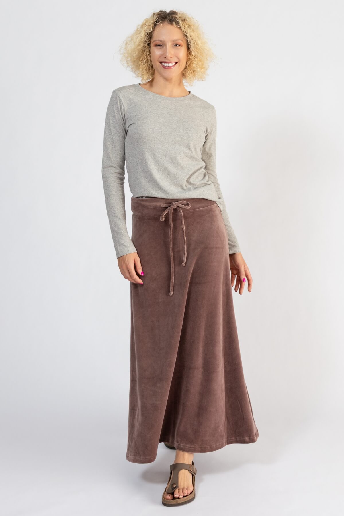 Surya Organic Velvet Maxi Skirt - Dusty Mauve