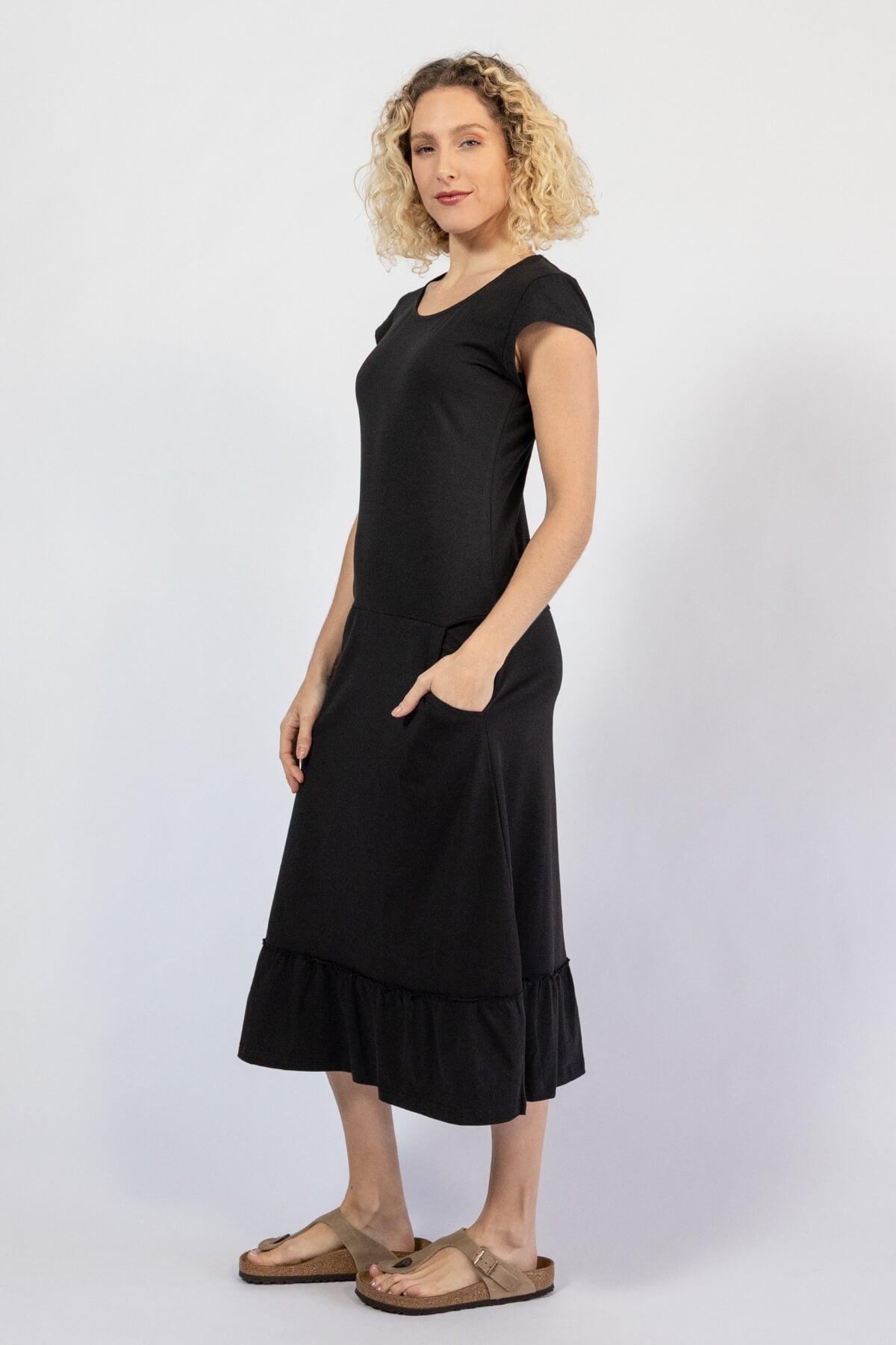 Organic cotton round neck dresses for women - left side view