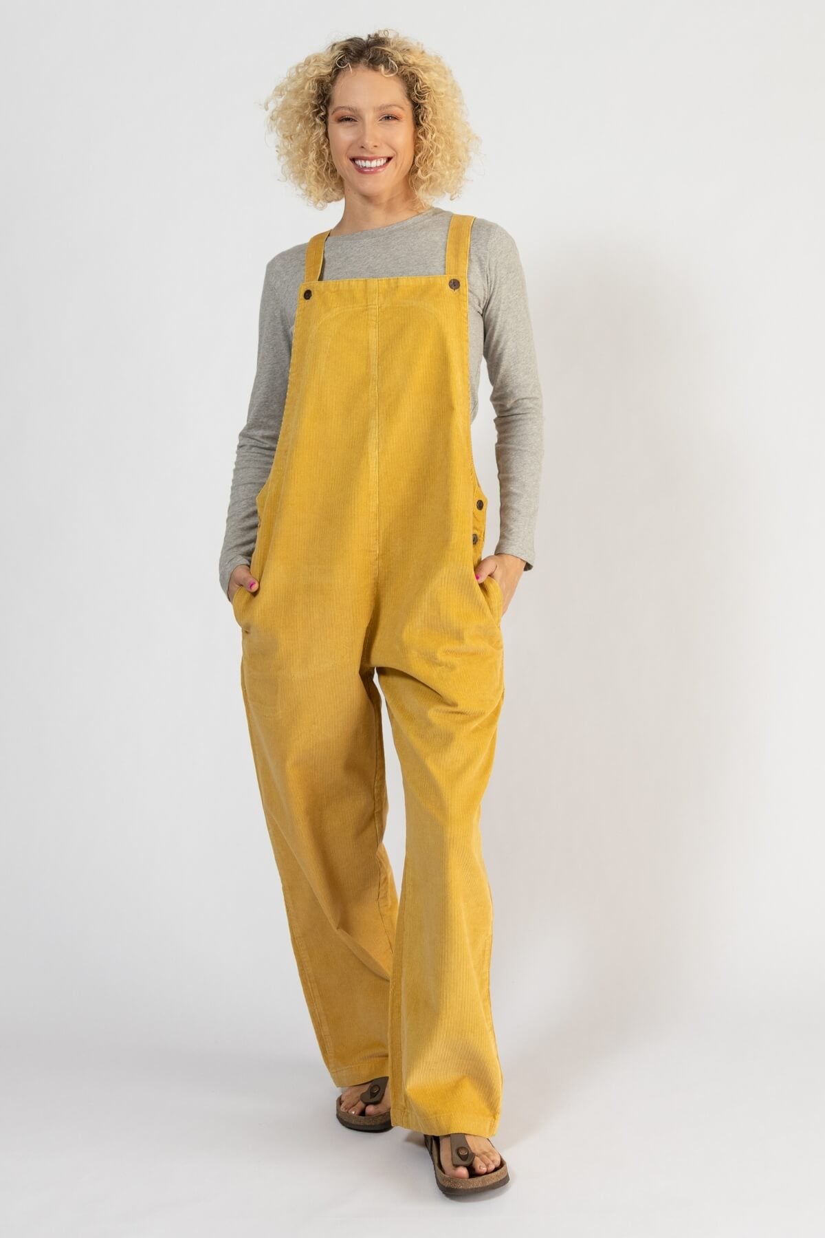 Surya Ethical Cotton Corduroy Overalls for Women - Mustard