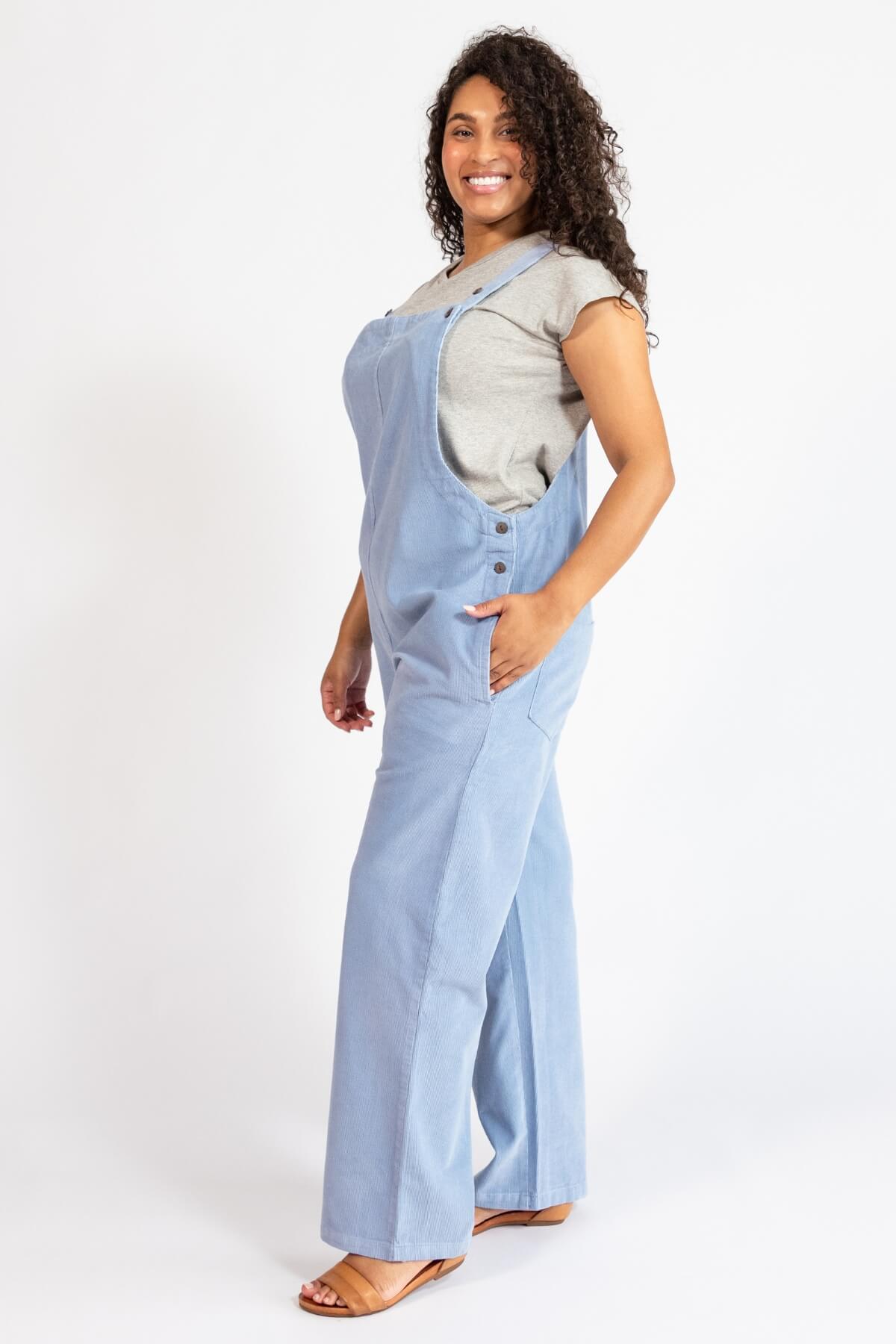 Cotton corduroy overalls for women - left side view