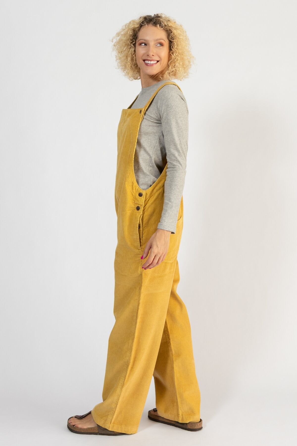 Surya Ethical Cotton Corduroy Overalls for Women - left side view