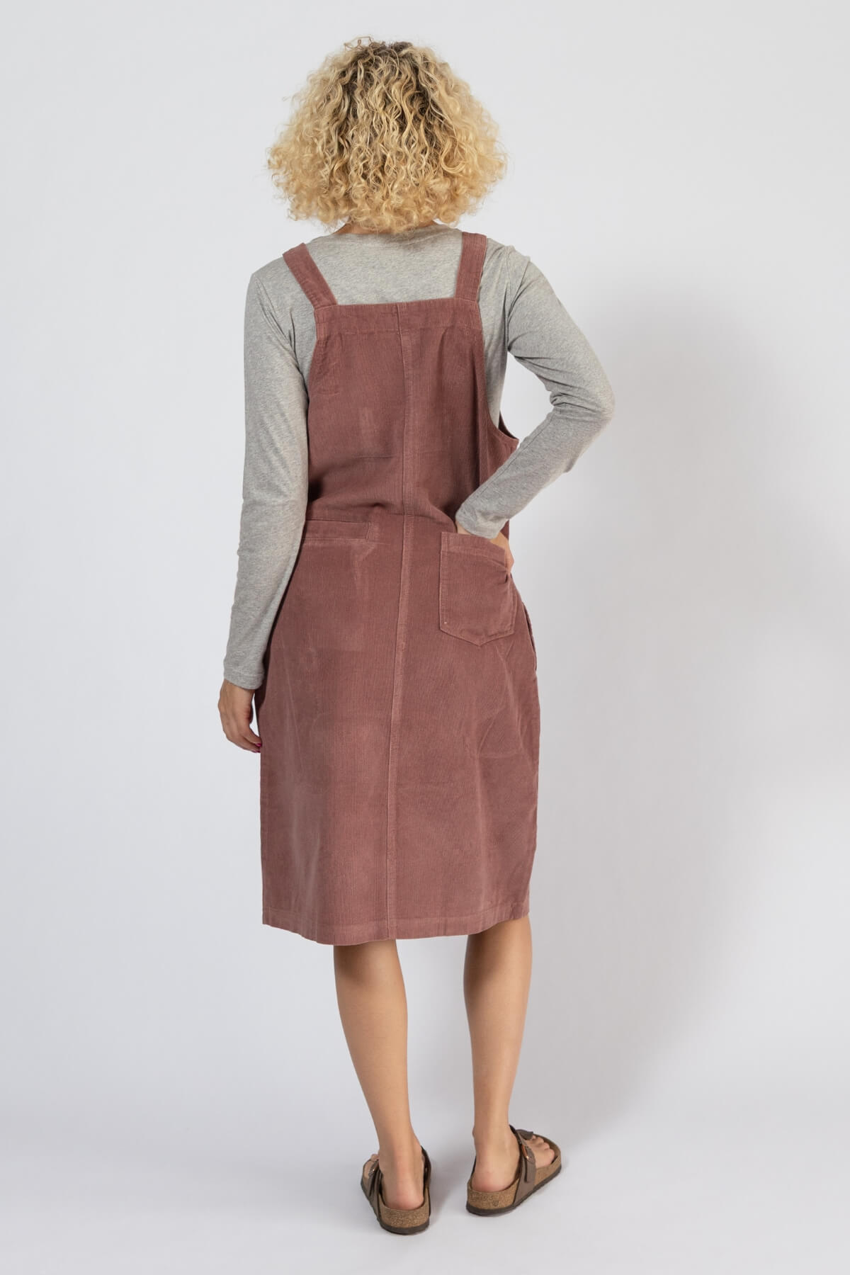 Corduroy Pinafore Dress for Women - rear view