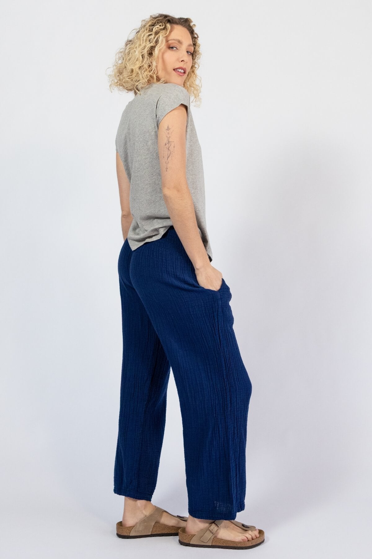 Comfortable Muslin Cotton Pants for Women - right side view