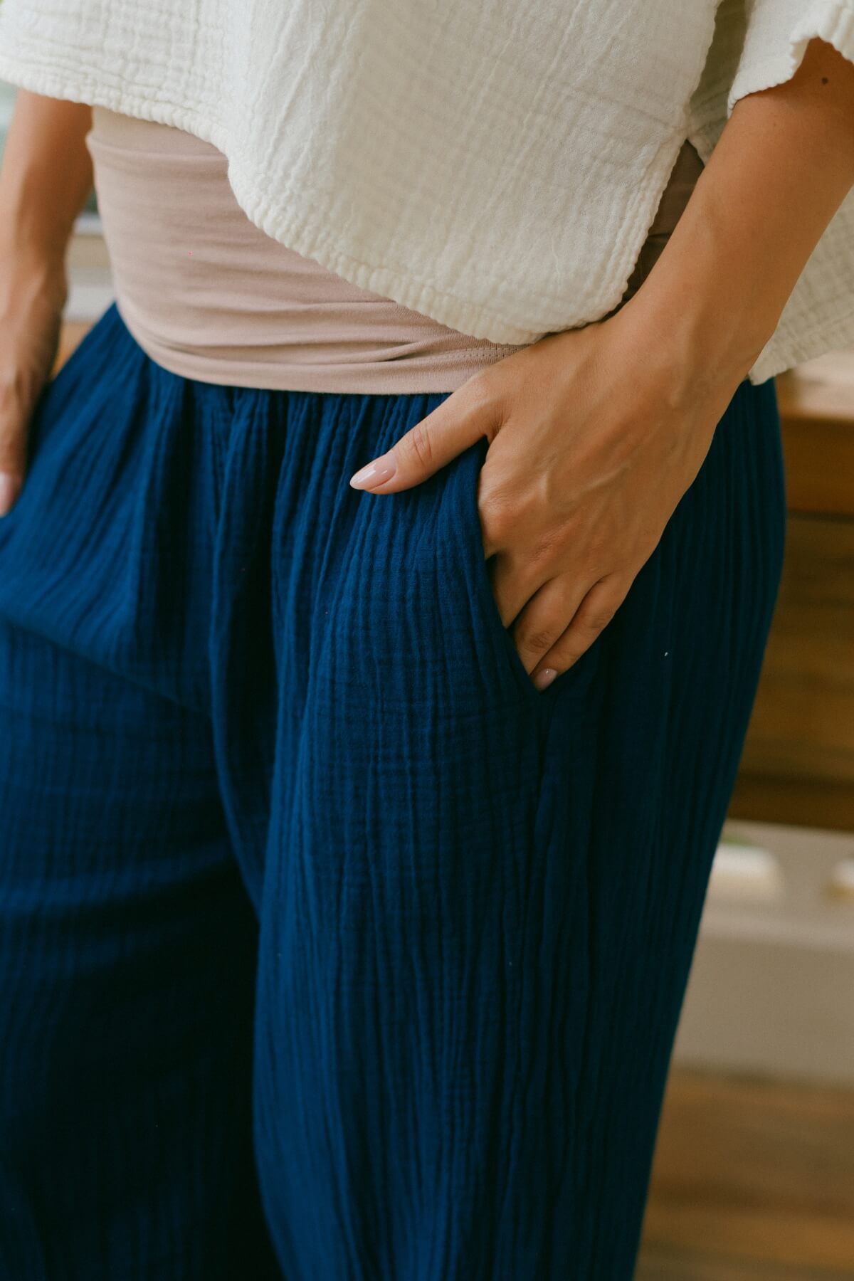Comfortable Muslin Cotton Pants for Women - with two hip pockets
