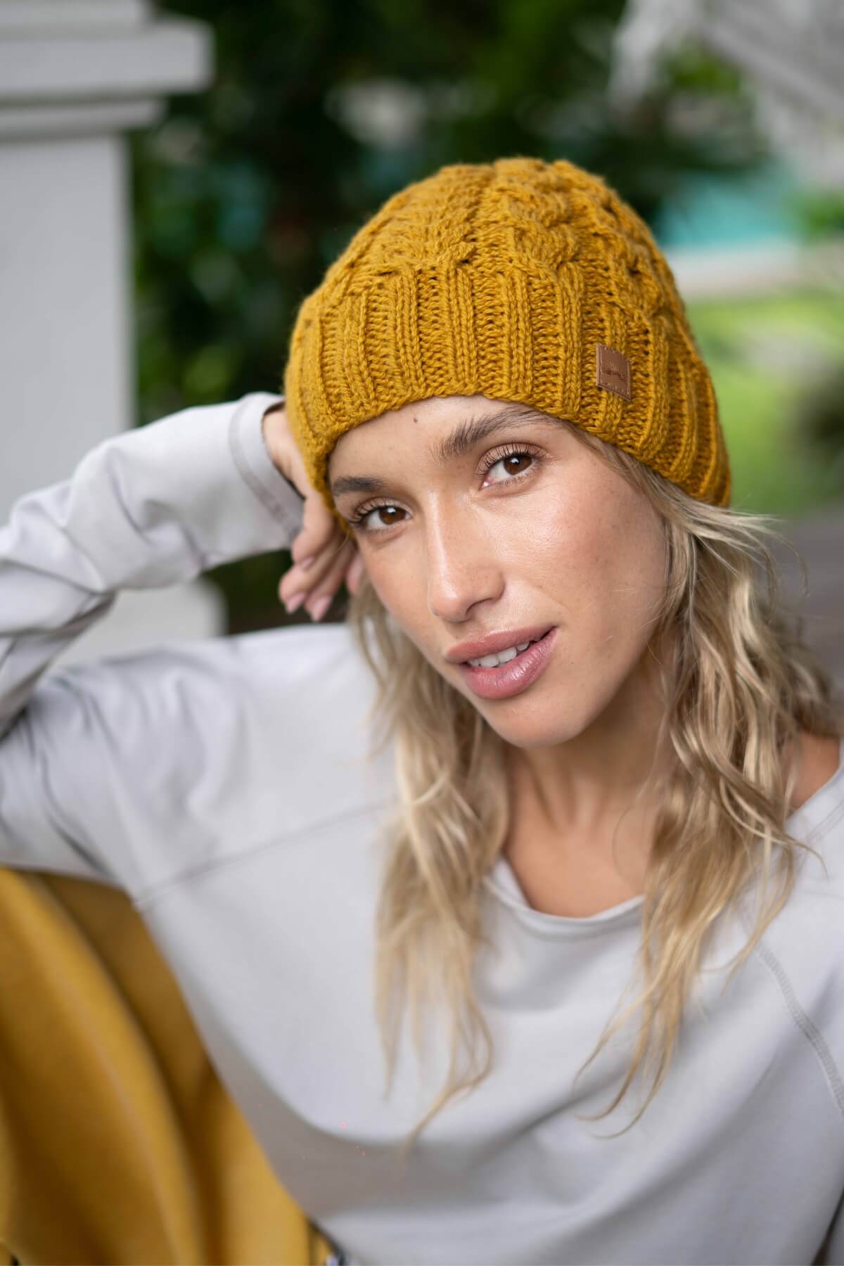 Merino Wool Cable Knit Beanie for Women