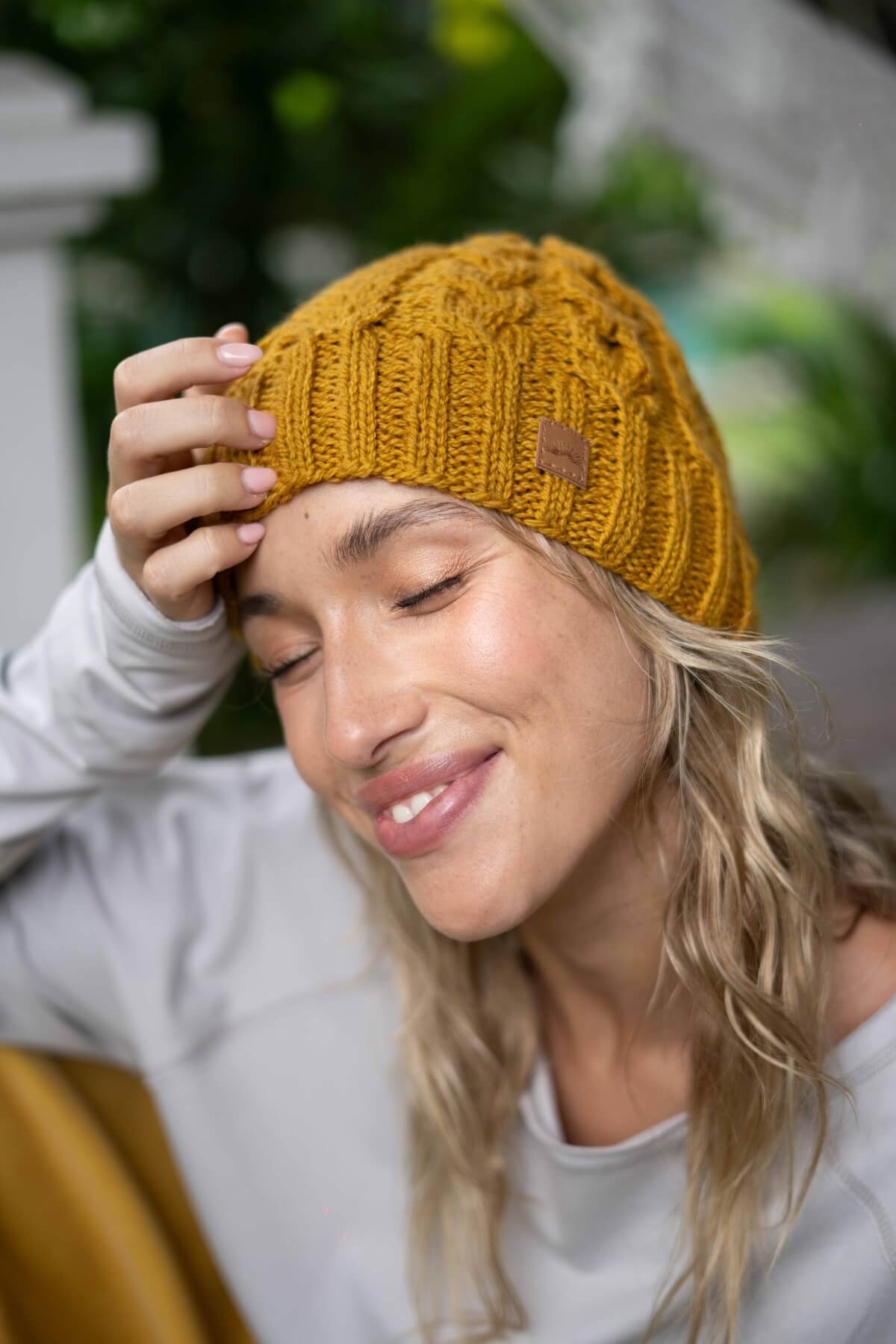Merino wool cable knit beanies for women - made in Nepal