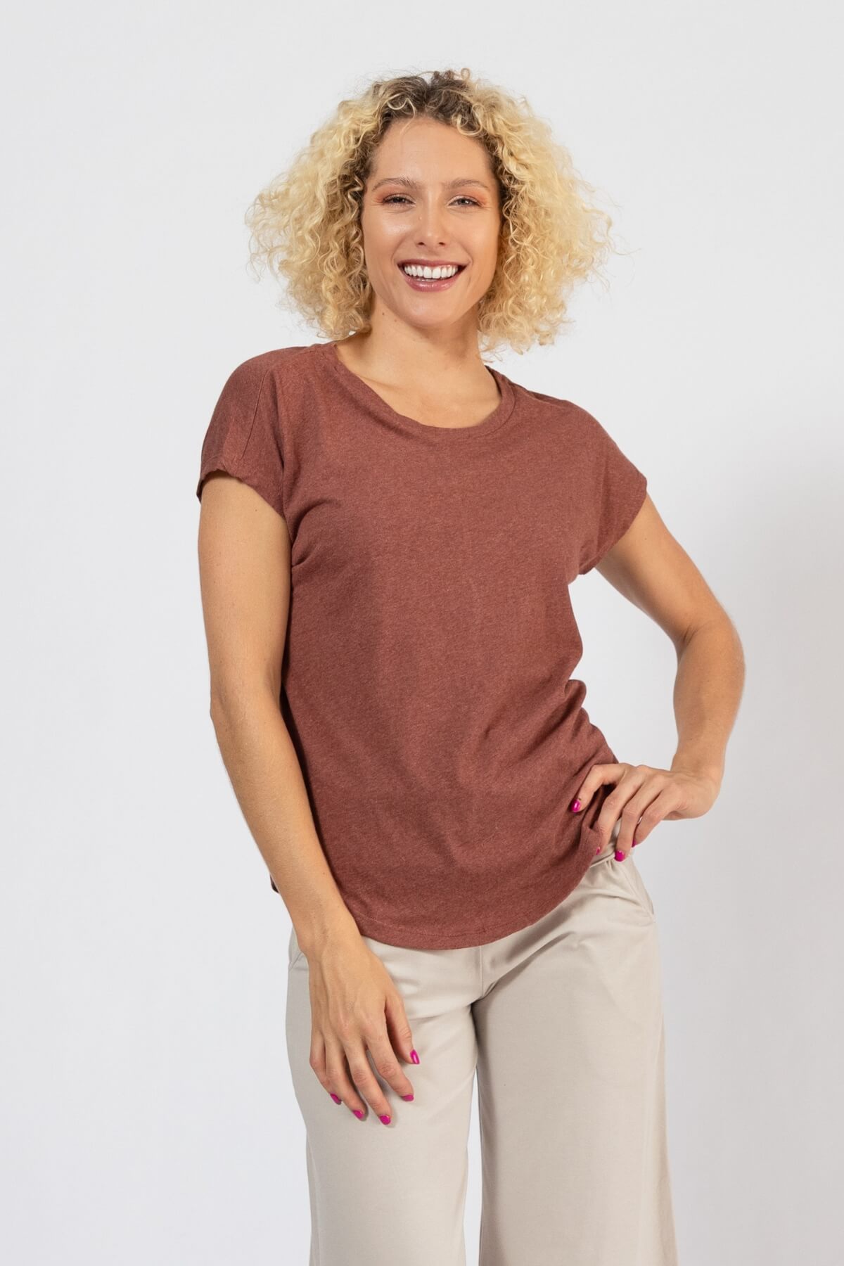 Surya Organic Cotton Basic T-Shirt - Dusty Mauve