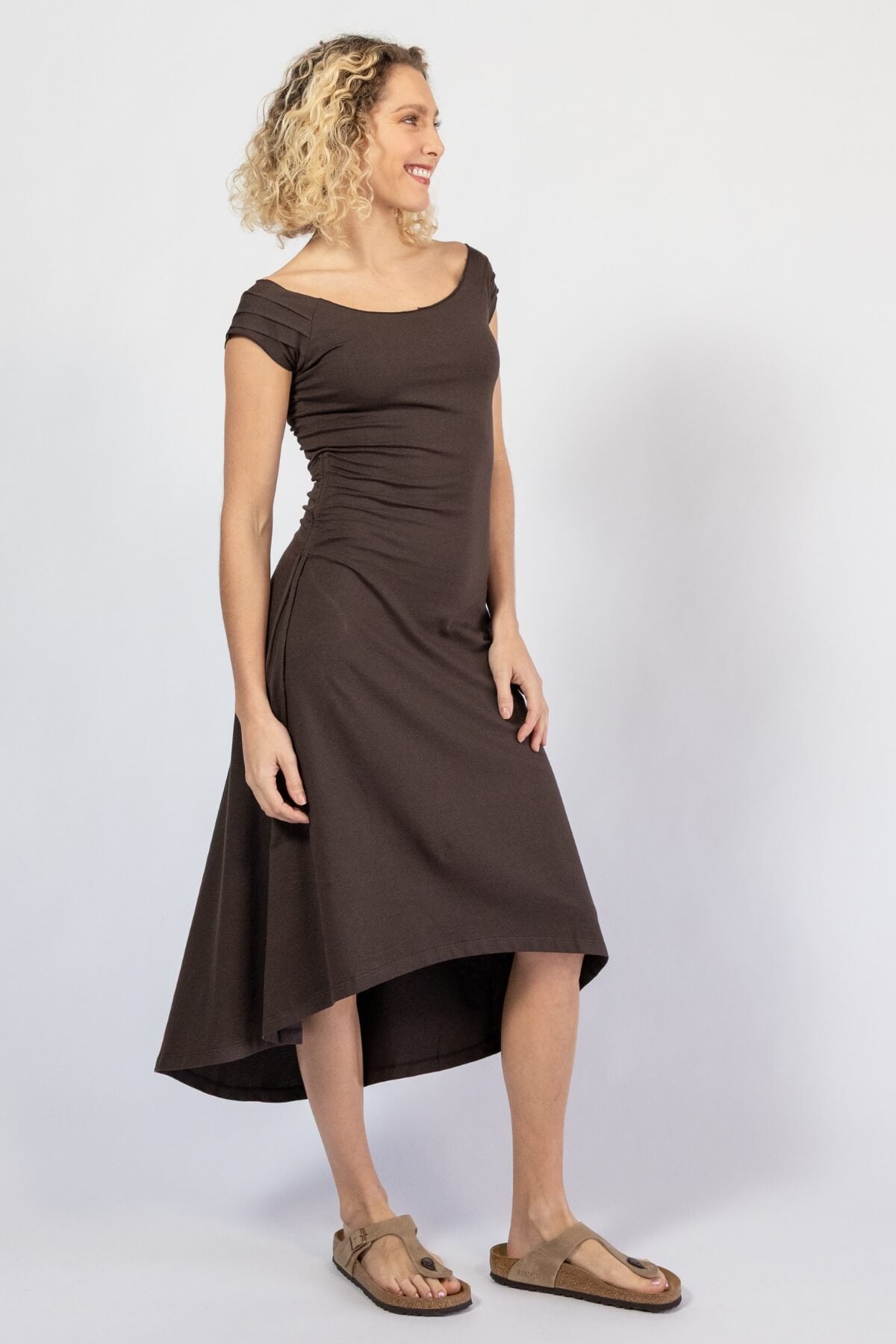 Surya organic cotton asymmetrical dress - left side view