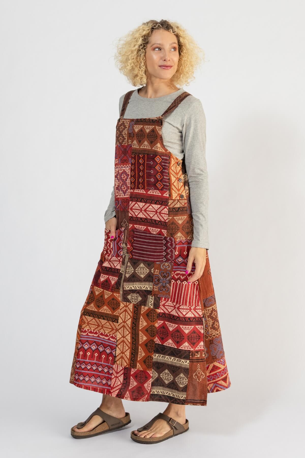 Surya Cotton Patchwork Pinafore - left side view