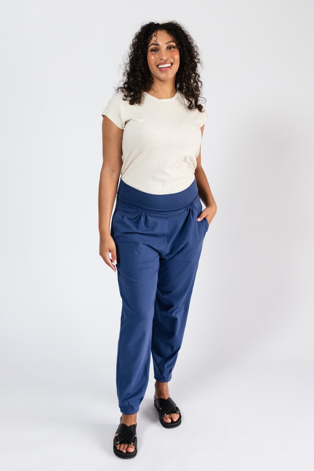 Surya Organic Cotton Everyday Pants - Cobalt Blue colour