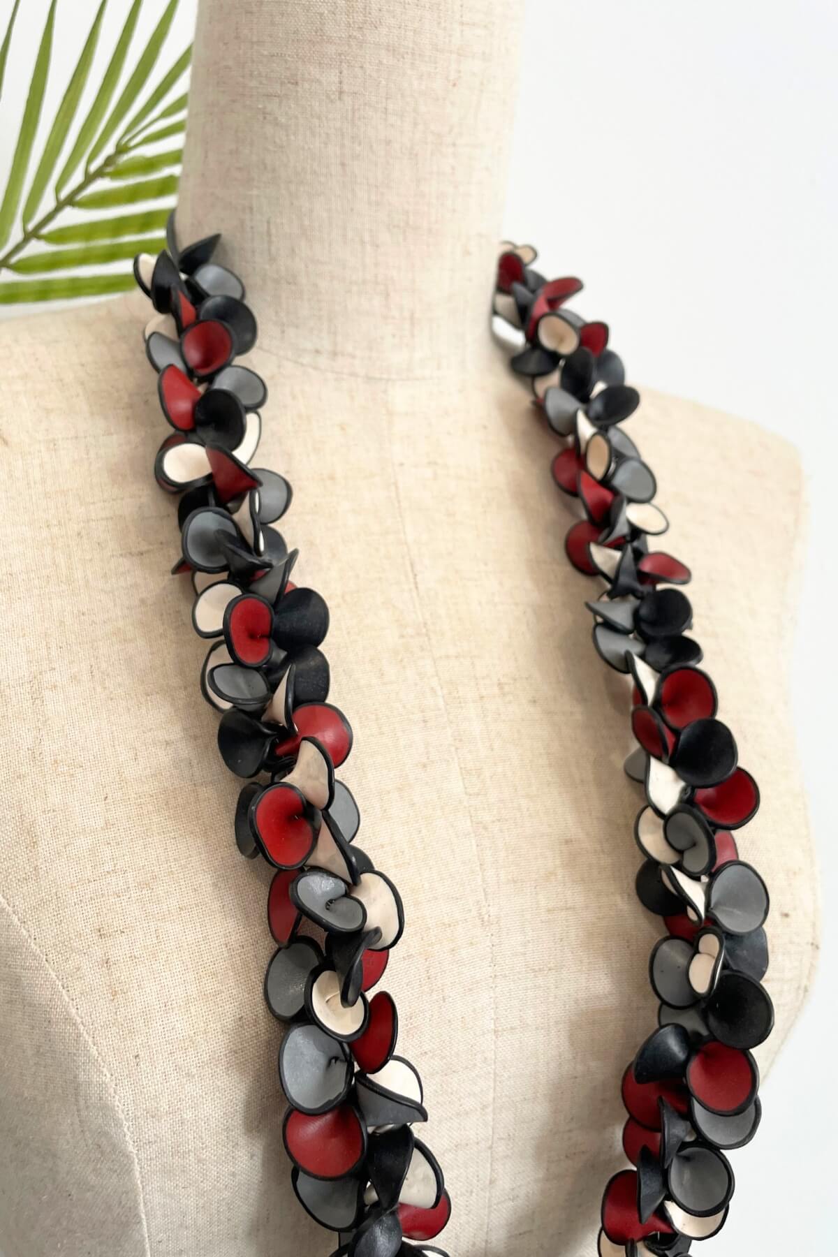 Surya Fairtrade Samunnat Polymer Clay Petal Necklace - intricate filigree work