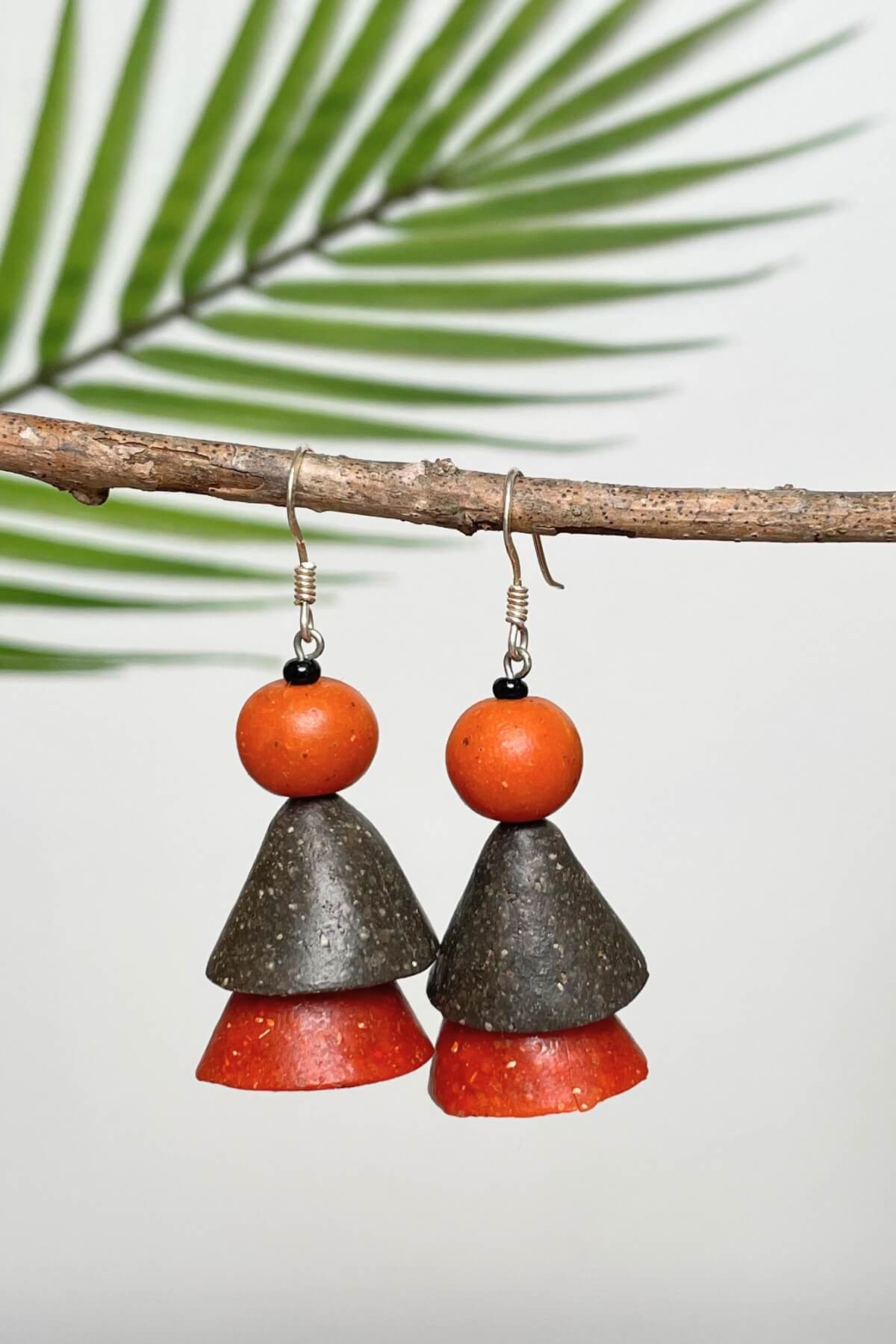 Fair Trade Polymer Clay Earrings made in Nepal β cinnamon topper