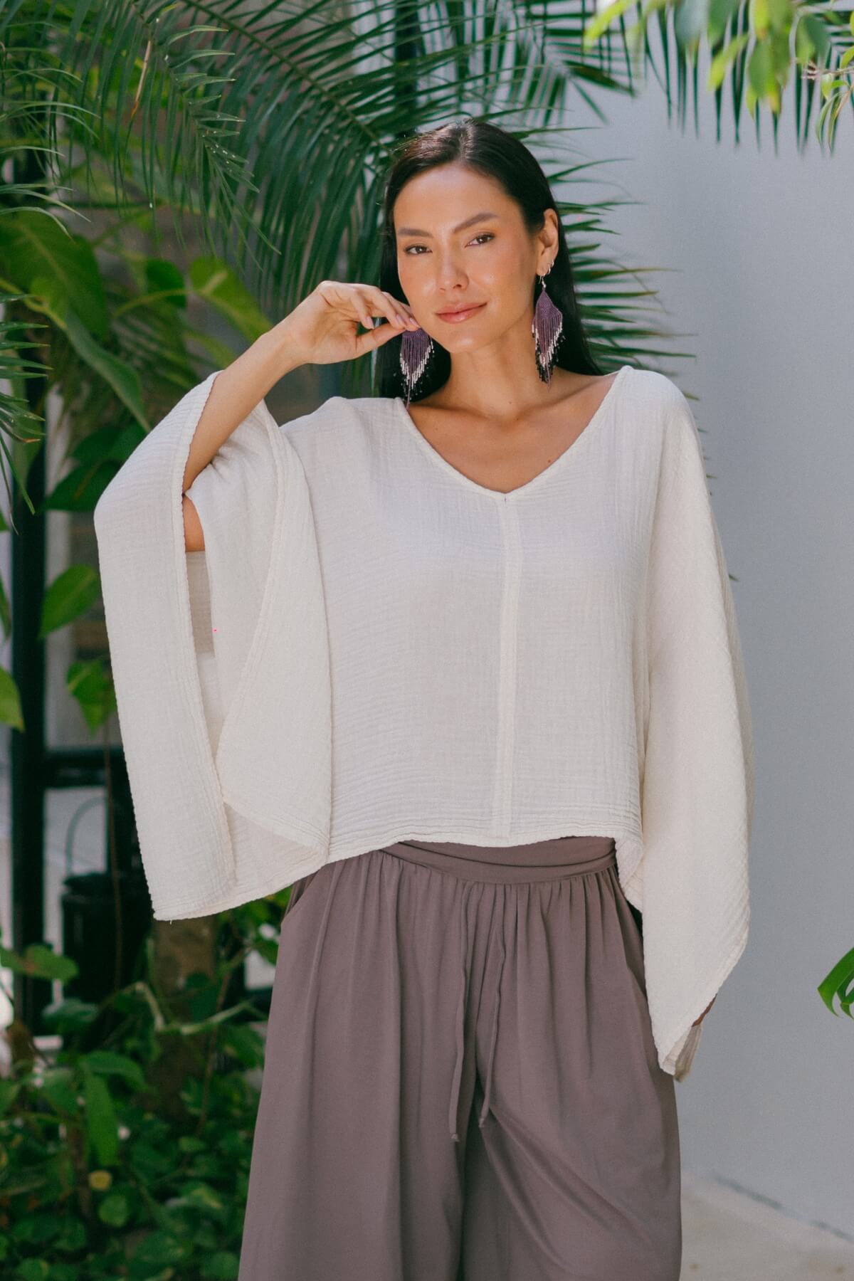 Lightweight cotton kimono sleeve top - ethically made in Nepal