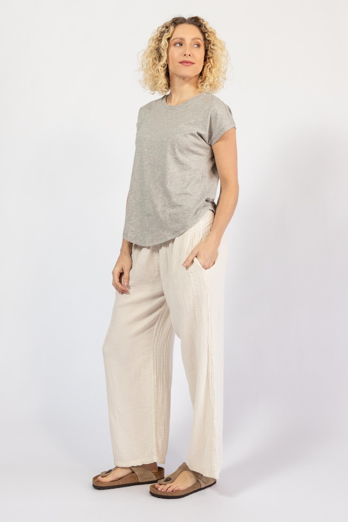 Muslin Cotton Pants for Women - left side view