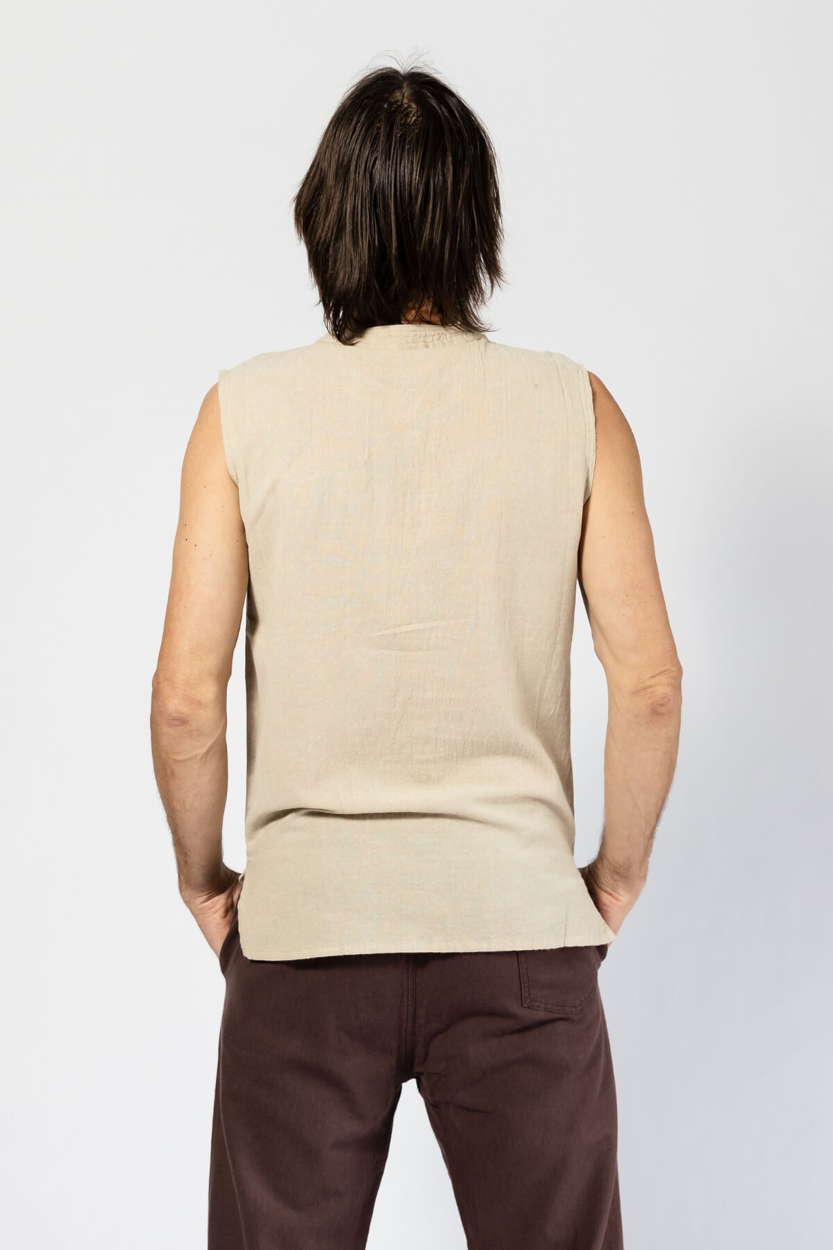 Cotton Sleeveless Top for Men - rear view