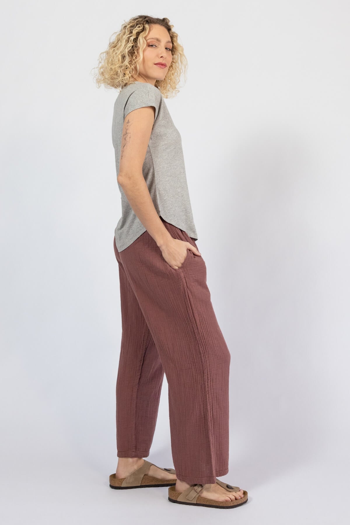 Everyday Lightweight Cotton Pants for Women - right side view