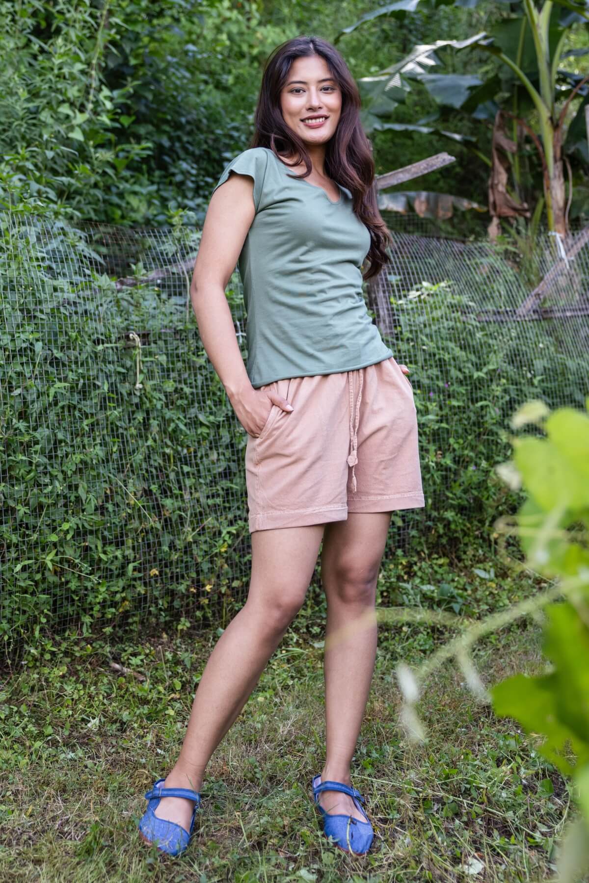 Cotton Shorts for women with elastic waistband