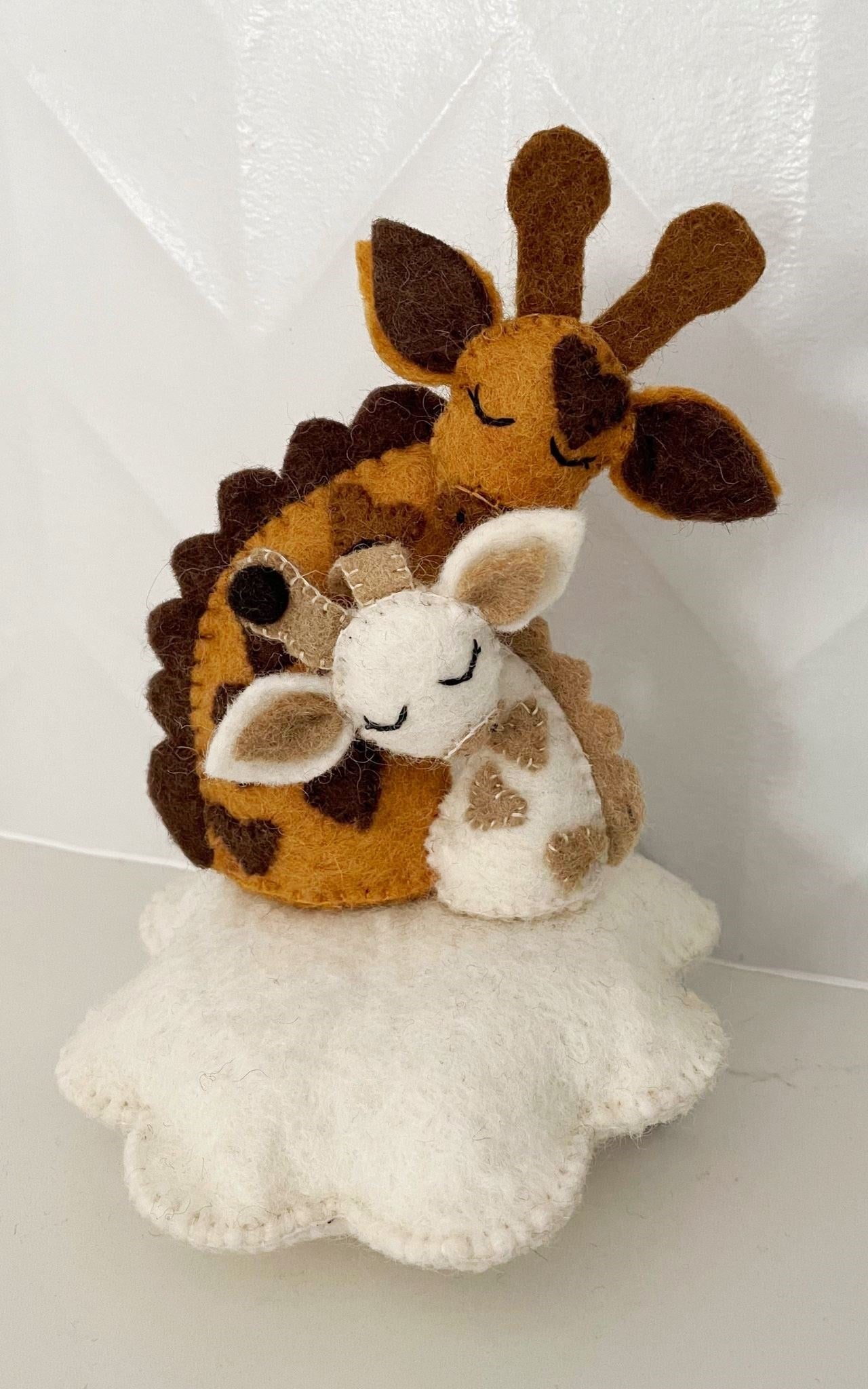 Surya Australia Ethical Wool Felt Baby Toy / Mobile - Sleeping Giraffes