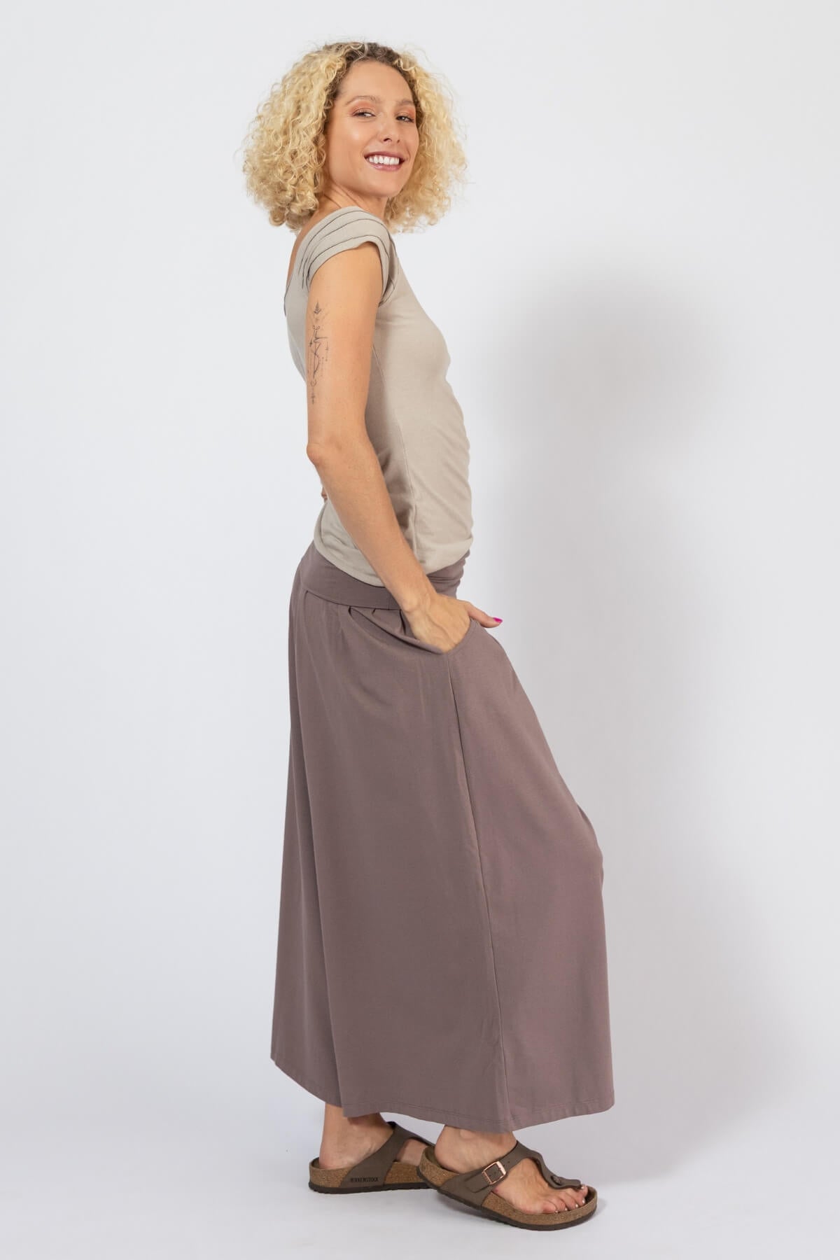 Organic Wide Leg Pants for Women - right side view