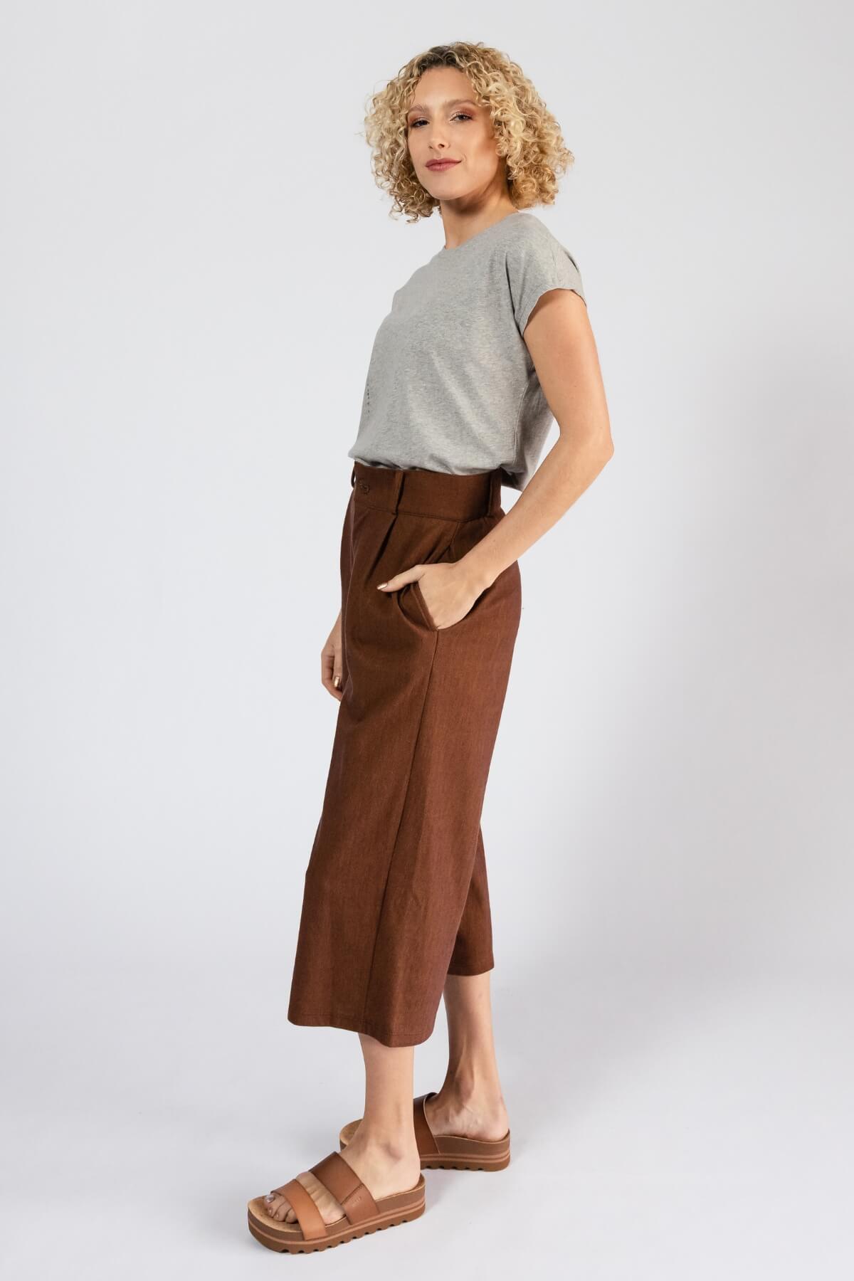 Surya Organic Denim Capri Pants - left side view