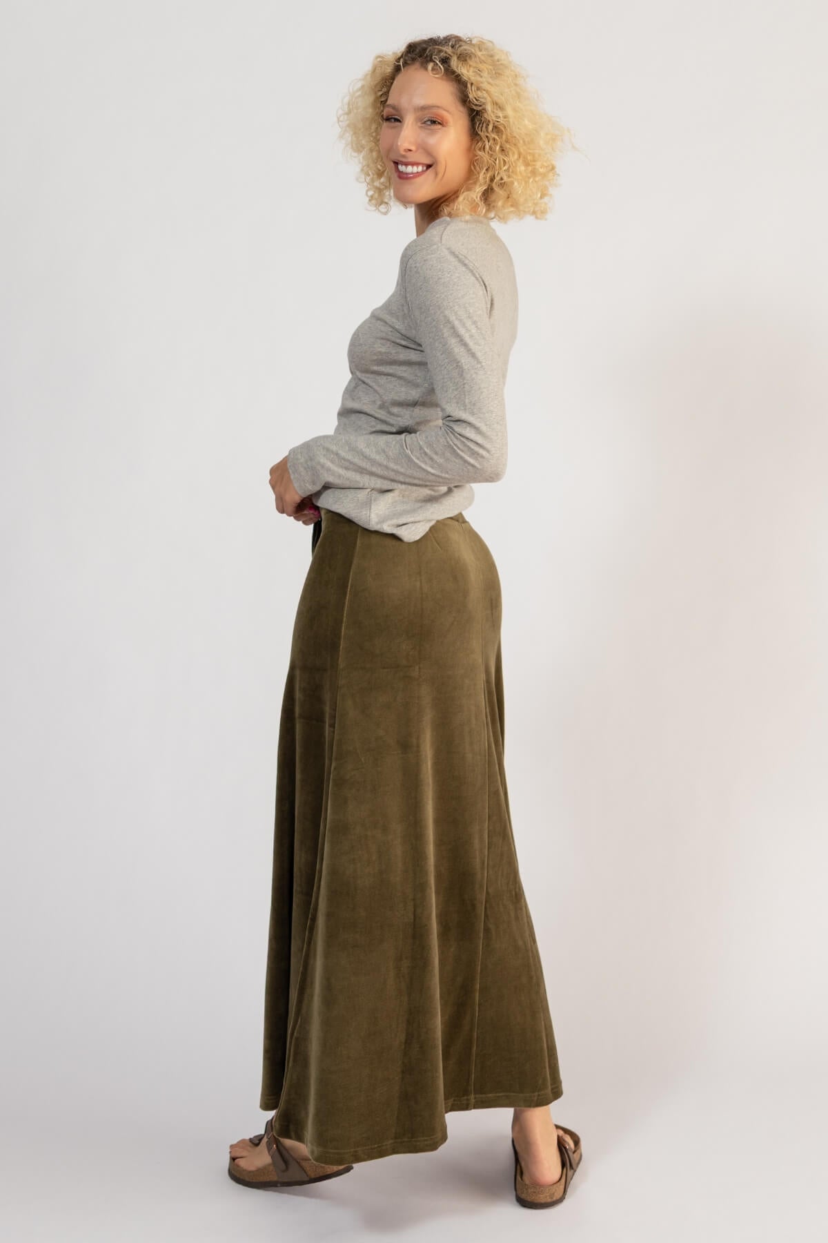 Surya Ethical Velvet Maxi Skirt - left side view