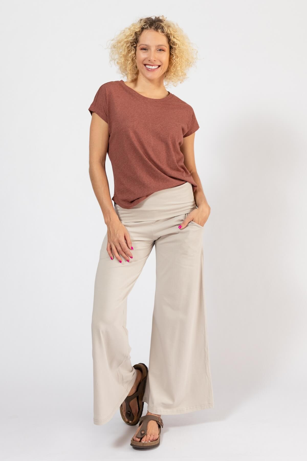 Surya Organic Cotton Wide Leg Freedom Pants - Oyster