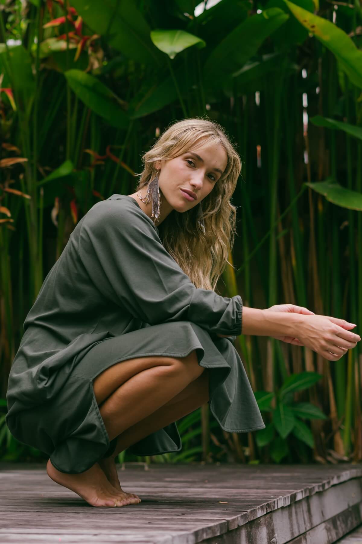 Organic Cotton Long Sleeve Kaftan - relaxed fit dress