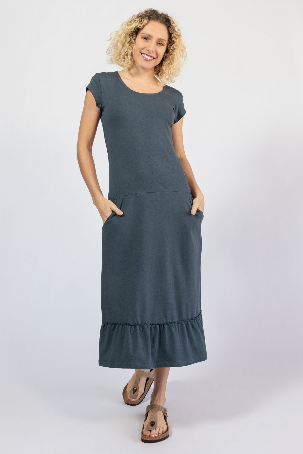 Organic cotton dresses for women - cobalt